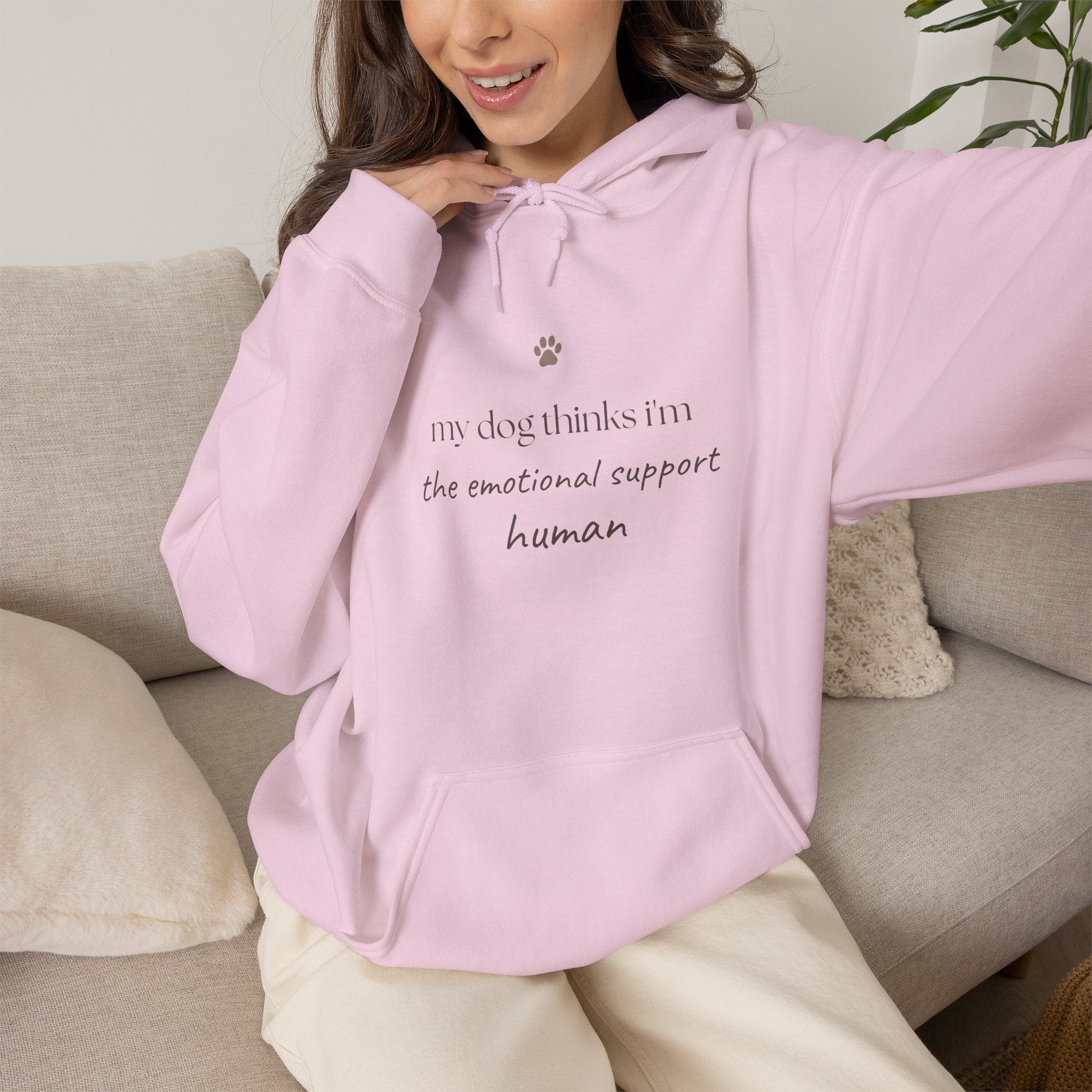 Hoodie — 'Not Only Thanks I'm The Emotional Support Human' Minimal Cozy Pullover