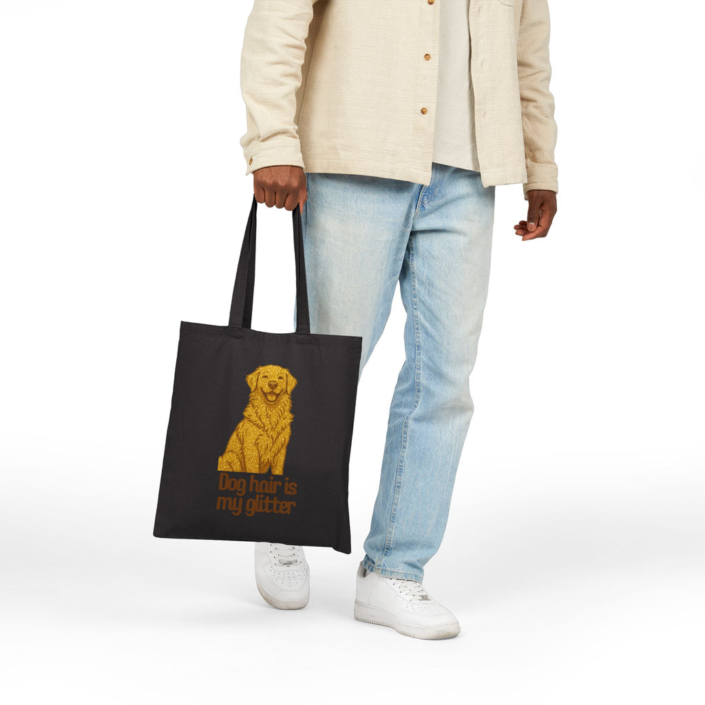 Tote Bag — "Dog Hair Is My Glitter" Golden Retriever Canvas Tote