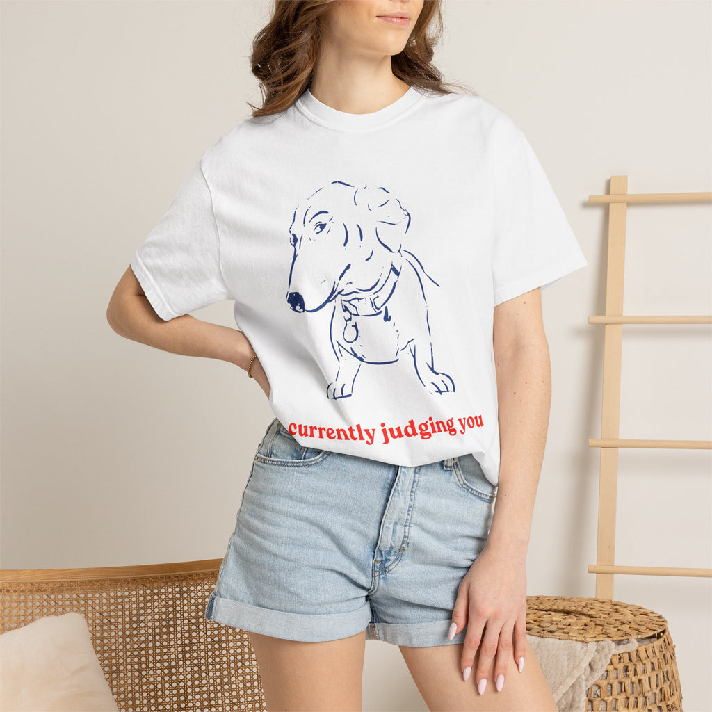 Judging Dachshund Tee — "currently judging you" Dog Lover T-Shirt