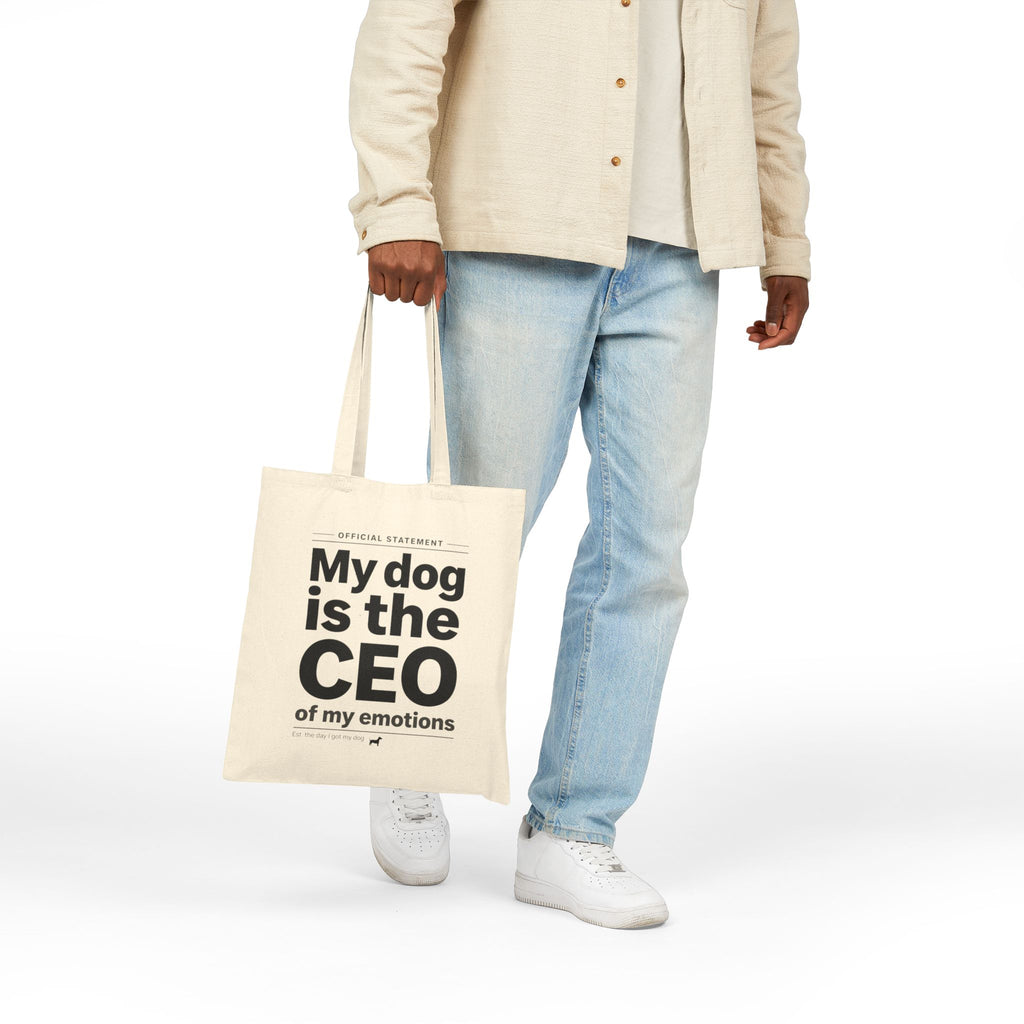 Cotton Tote Bag — “My Dog Is the CEO of My Emotions” Funny Dog Lover Grocery Tote