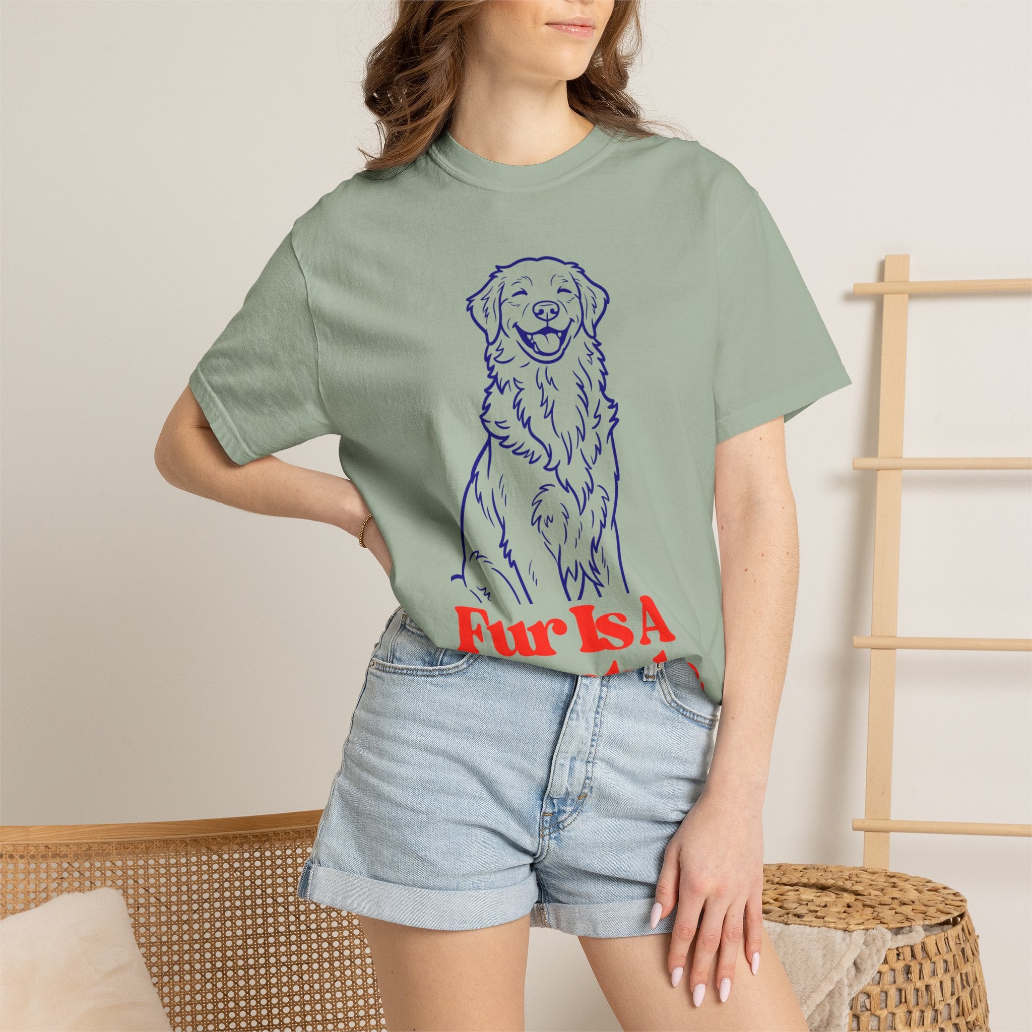 Fur Is A Lifestyle Dog Lover T-Shirt | Cute Golden Retriever Graphic Tee | Garment-Dyed Retro Pet Owner Shirt