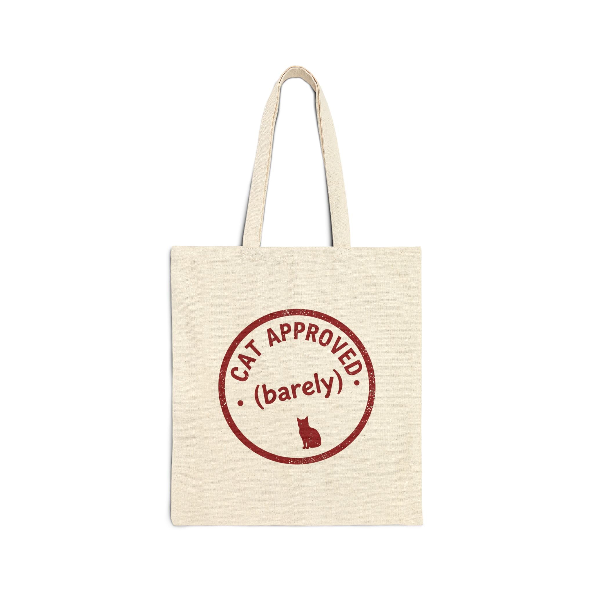 Cat Approved (Barely) Canvas Tote Bag — Funny Cat Lover Grocery Tote