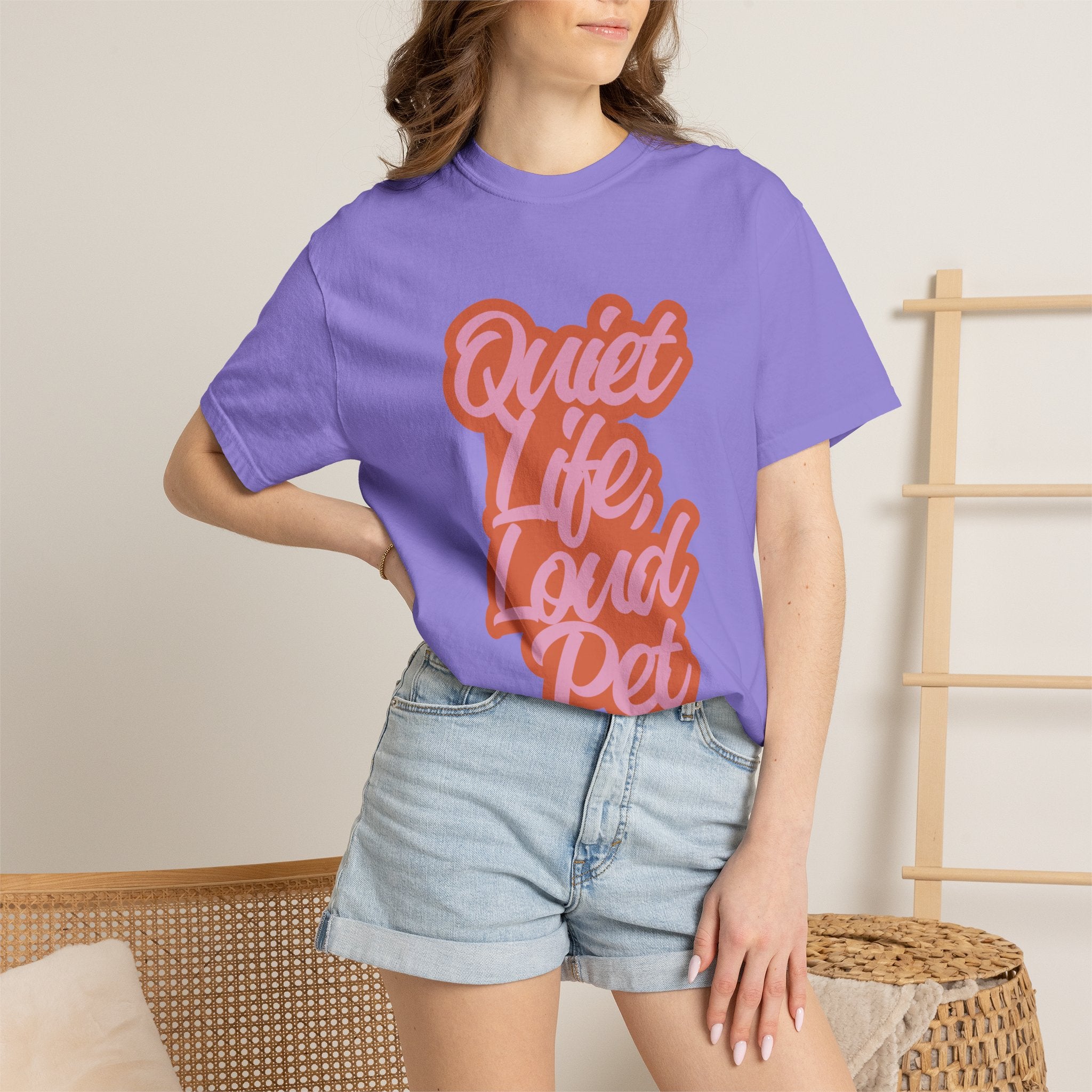 Quiet Life Loud Pet T-Shirt | Funny Pet Lover Graphic Tee | Cozy Retro Dog & Cat Owner Shirt