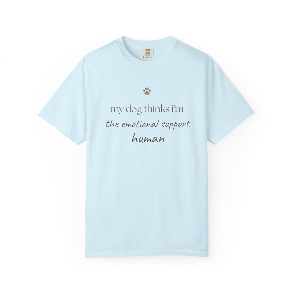 Dog Lover T-Shirt — "My Dog Thinks I'm the Emotional Support Human" Crew Tee