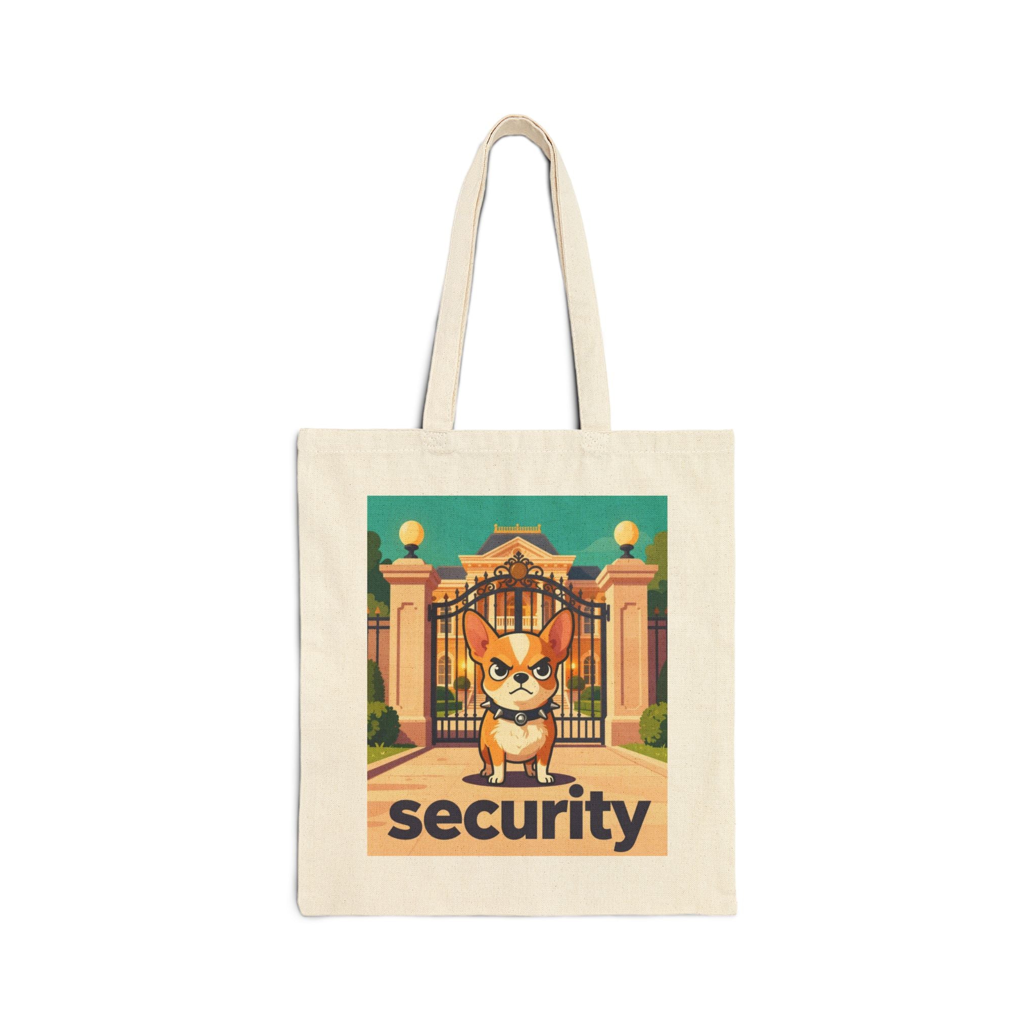 Security Corgi Canvas Tote Bag — Cute Guard Dog Market Tote
