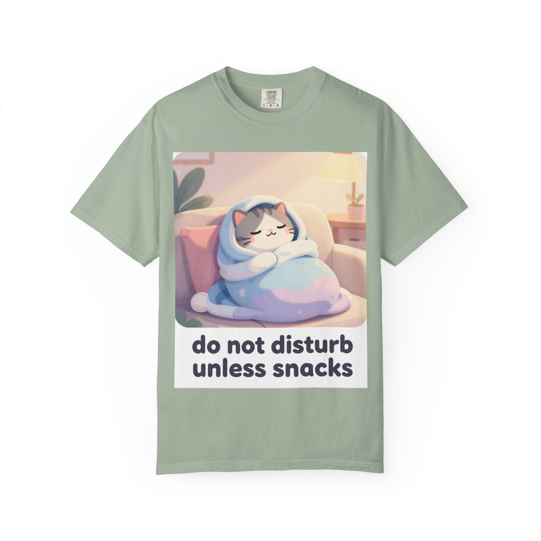 Do Not Disturb Unless Snacks T-Shirt — Cozy Cat Graphic Tee