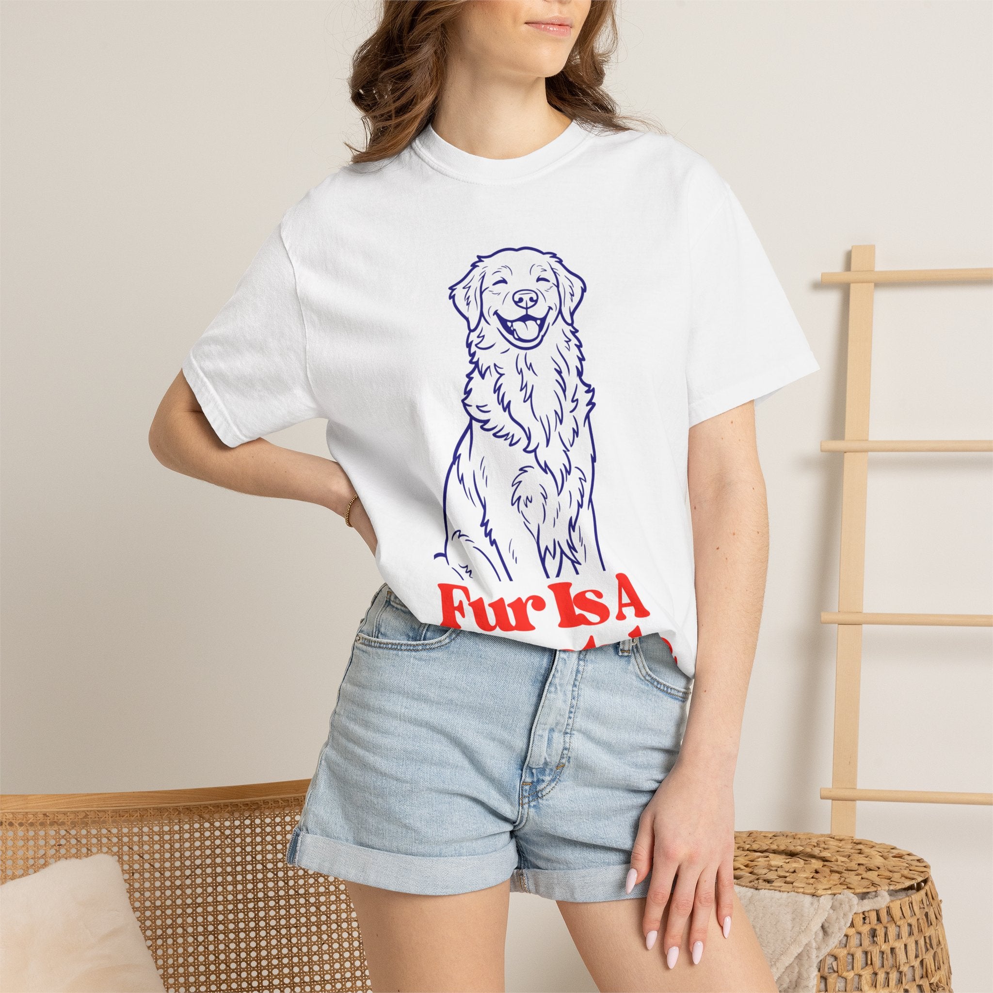 Fur Is A Lifestyle Dog Lover T-Shirt | Cute Golden Retriever Graphic Tee | Garment-Dyed Retro Pet Owner Shirt
