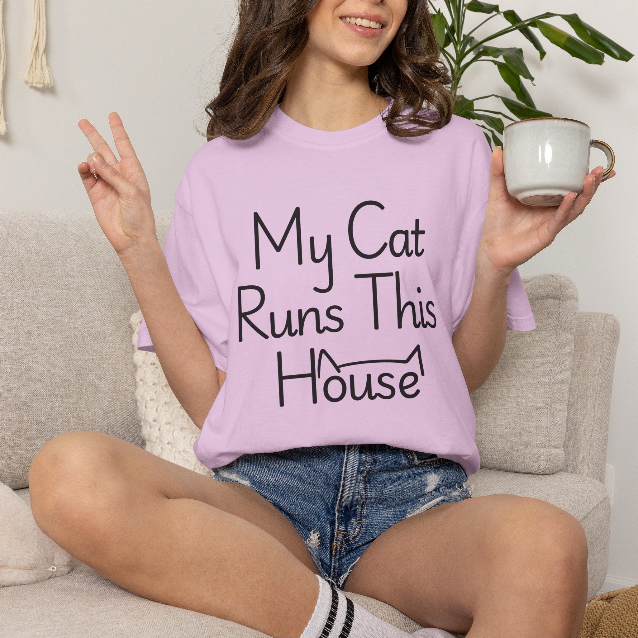 My Cat Runs This House T-Shirt — Funny Cat Lover Tee