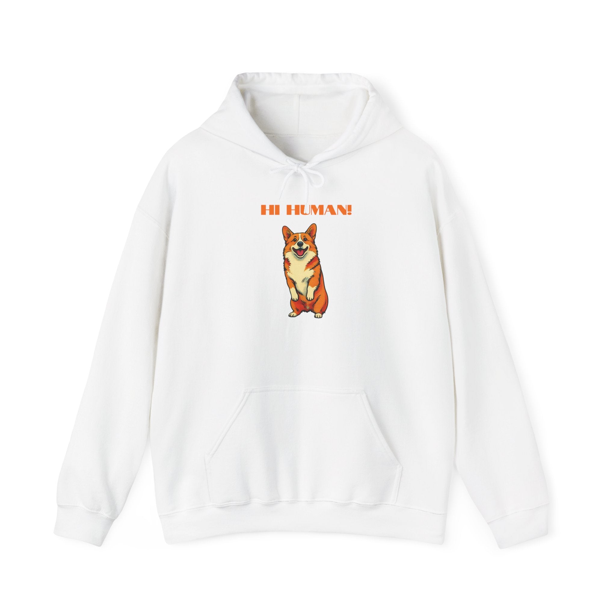 Corgi 'Hi Human!' Hoodie — Cute Dog Graphic Pullover