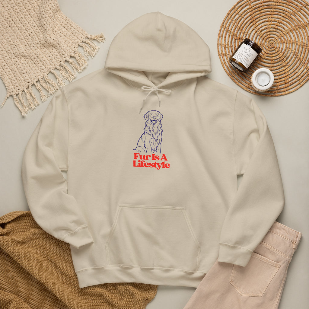Fur Is A Lifestyle Dog Lover Hoodie | Cute Golden Retriever Graphic Pullover | Cozy Unisex Pet Owner Sweatshirt
