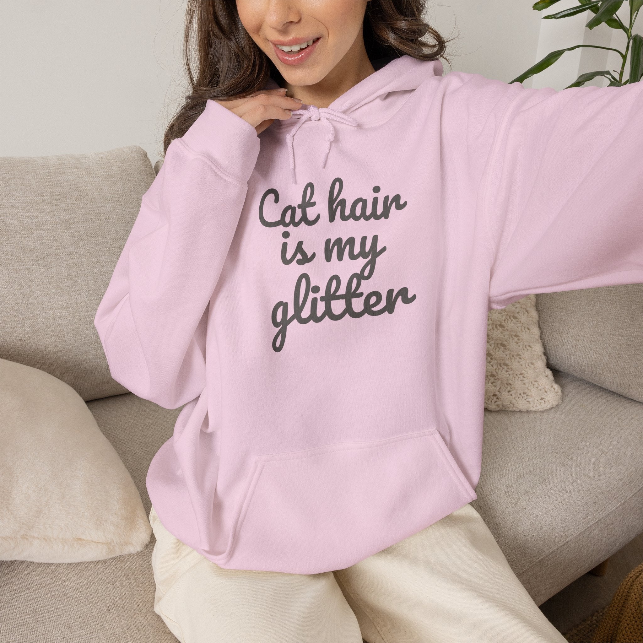 Cat Hair Is My Glitter Hoodie — Funny Cat Lover Pullover