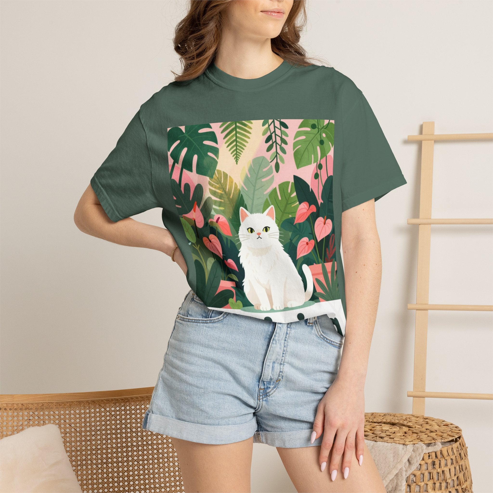 Thriving Cat Tee — Floral Plant Graphic T-Shirt