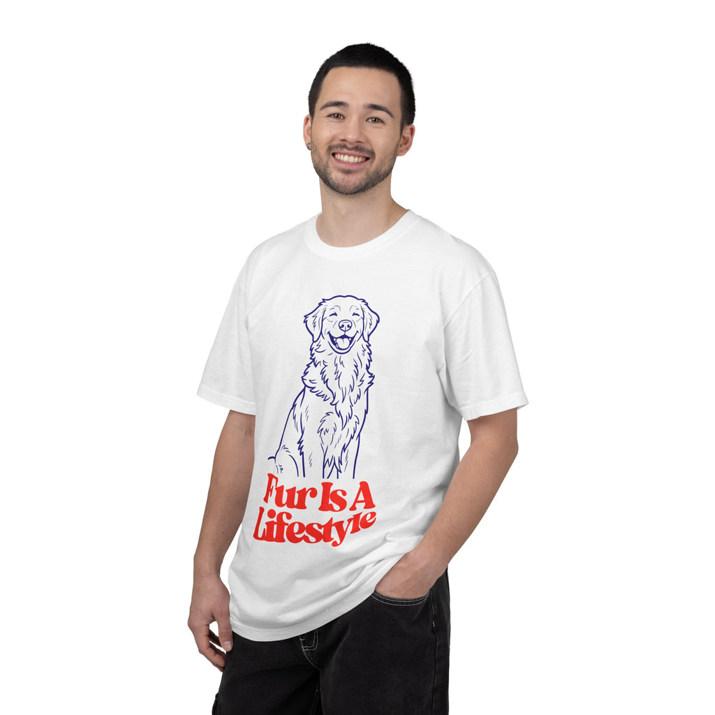 Fur Is A Lifestyle Dog Lover T-Shirt | Cute Golden Retriever Graphic Tee | Garment-Dyed Retro Pet Owner Shirt
