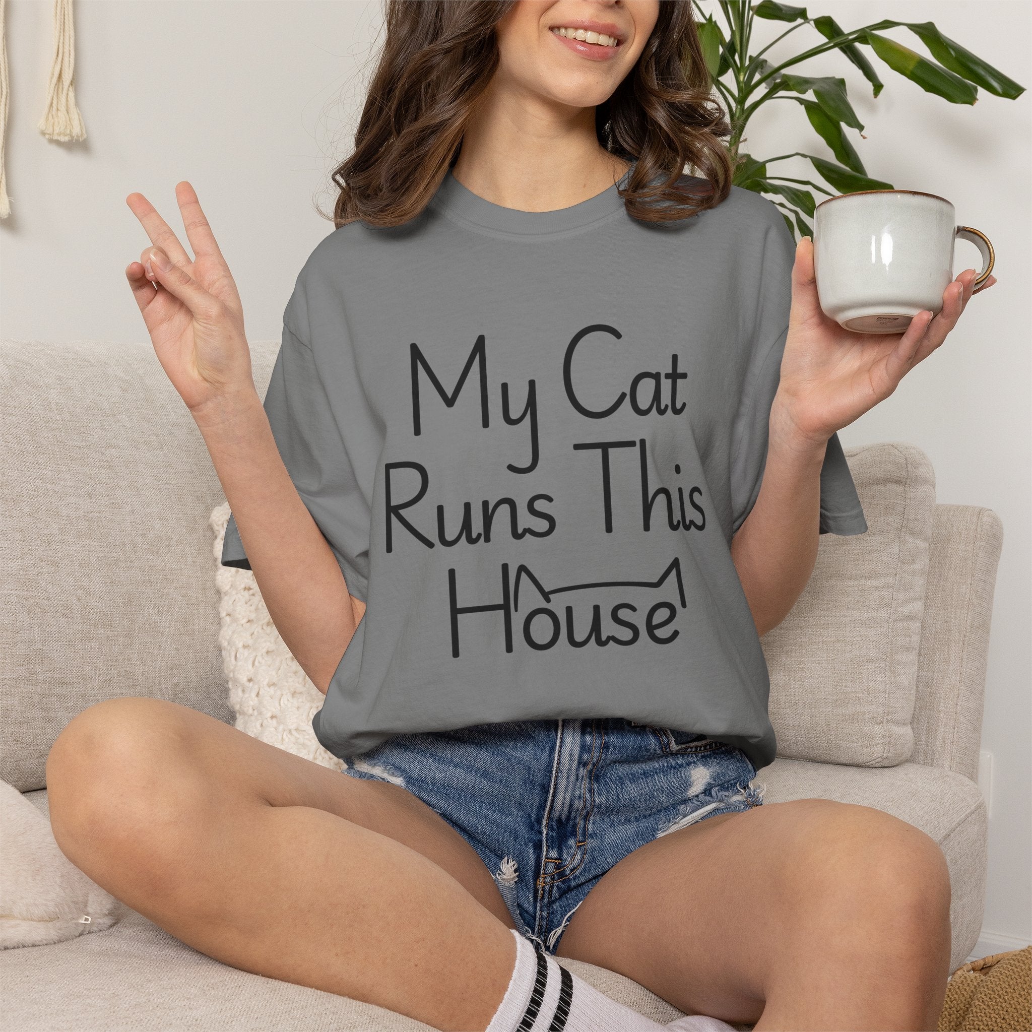 My Cat Runs This House T-Shirt — Funny Cat Lover Tee