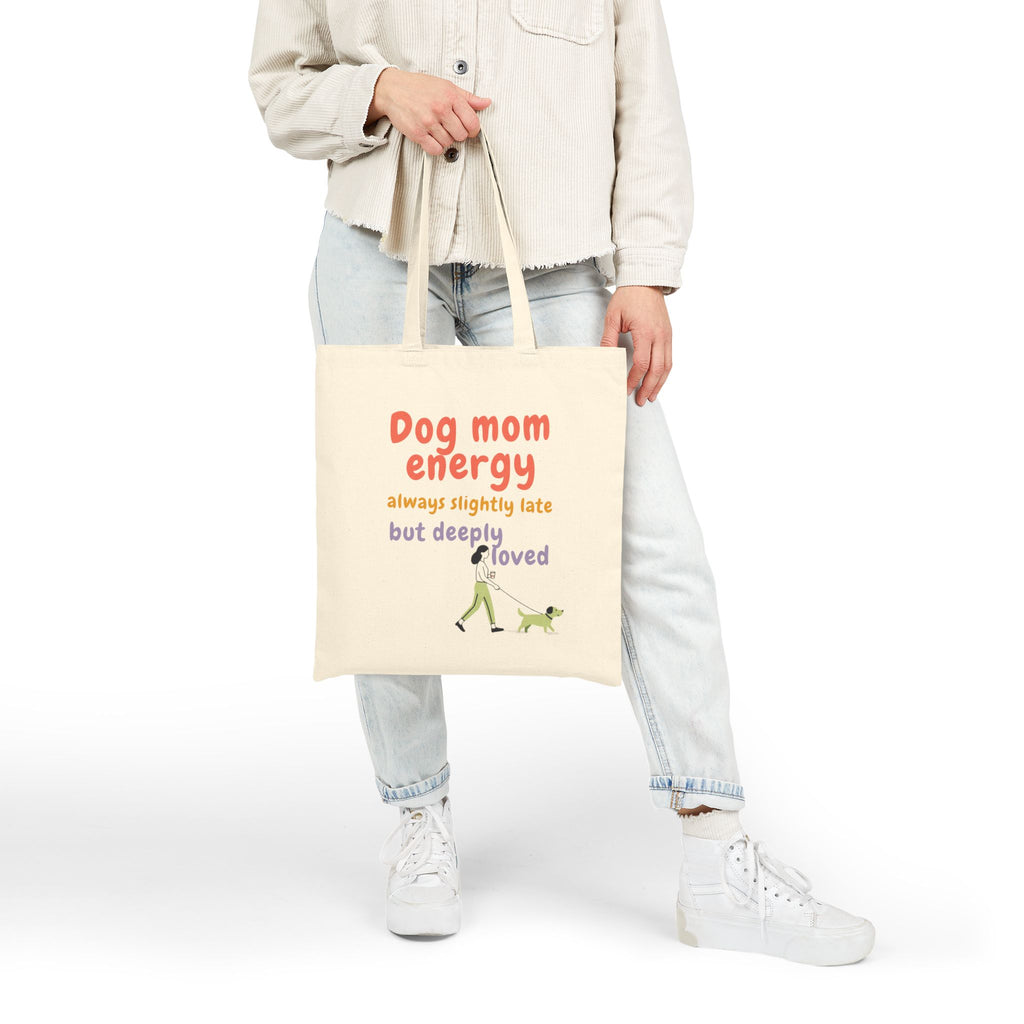 Tote Bag — "Dog Mom Energy" Canvas Tote | Funny Dog Mom Gift, Everyday Grocery & Dog Walking Bag