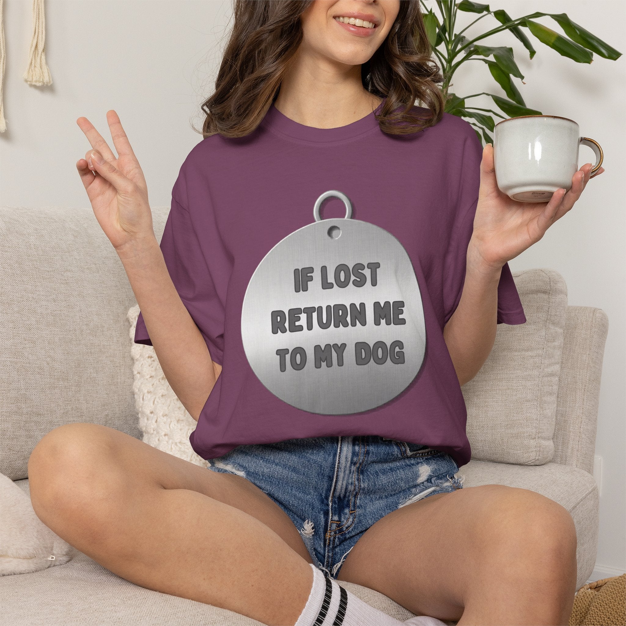 If Lost, Return Me To My Dog T-Shirt - Unisex Garment-Dyed Tee for Dog Lovers