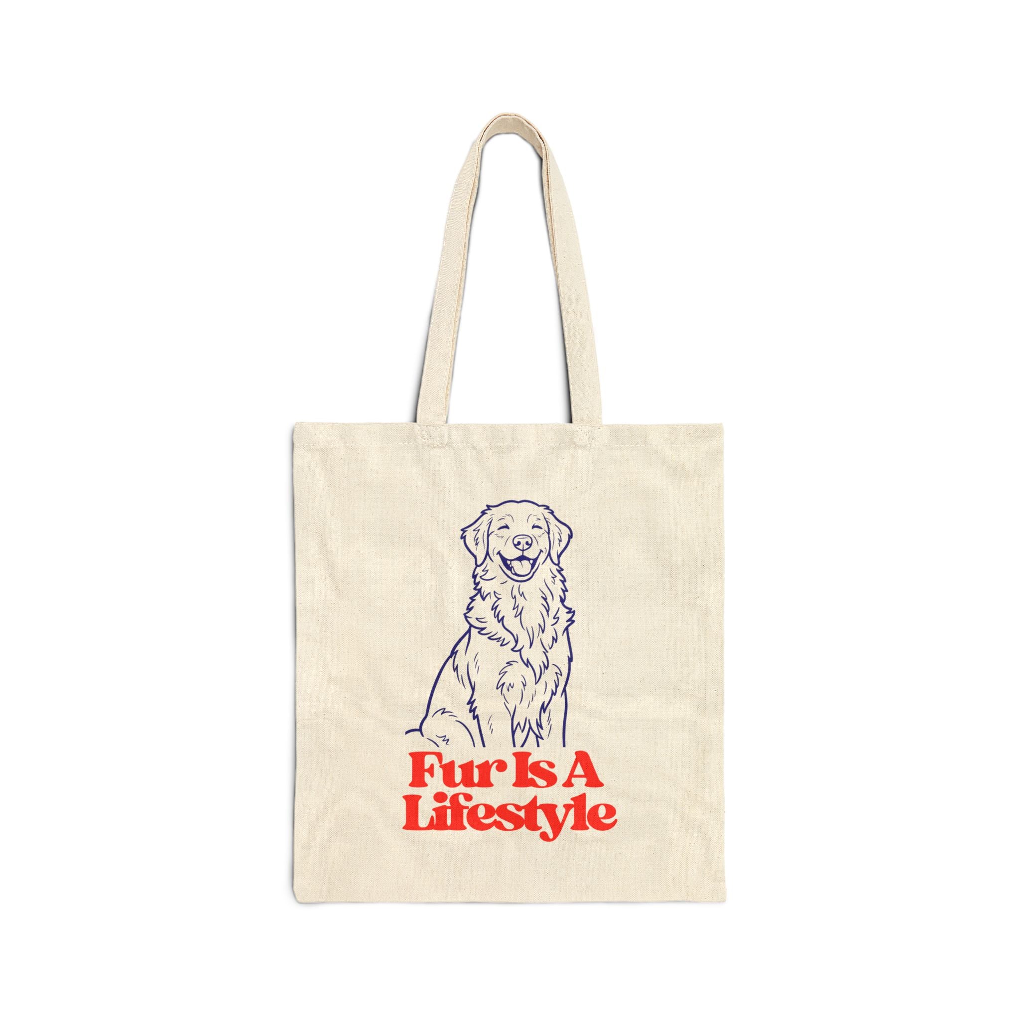 Fur Is A Lifestyle Canvas Tote Bag | Golden Retriever Dog Lover Bag | Reusable Cotton Market Tote for Pet Owners