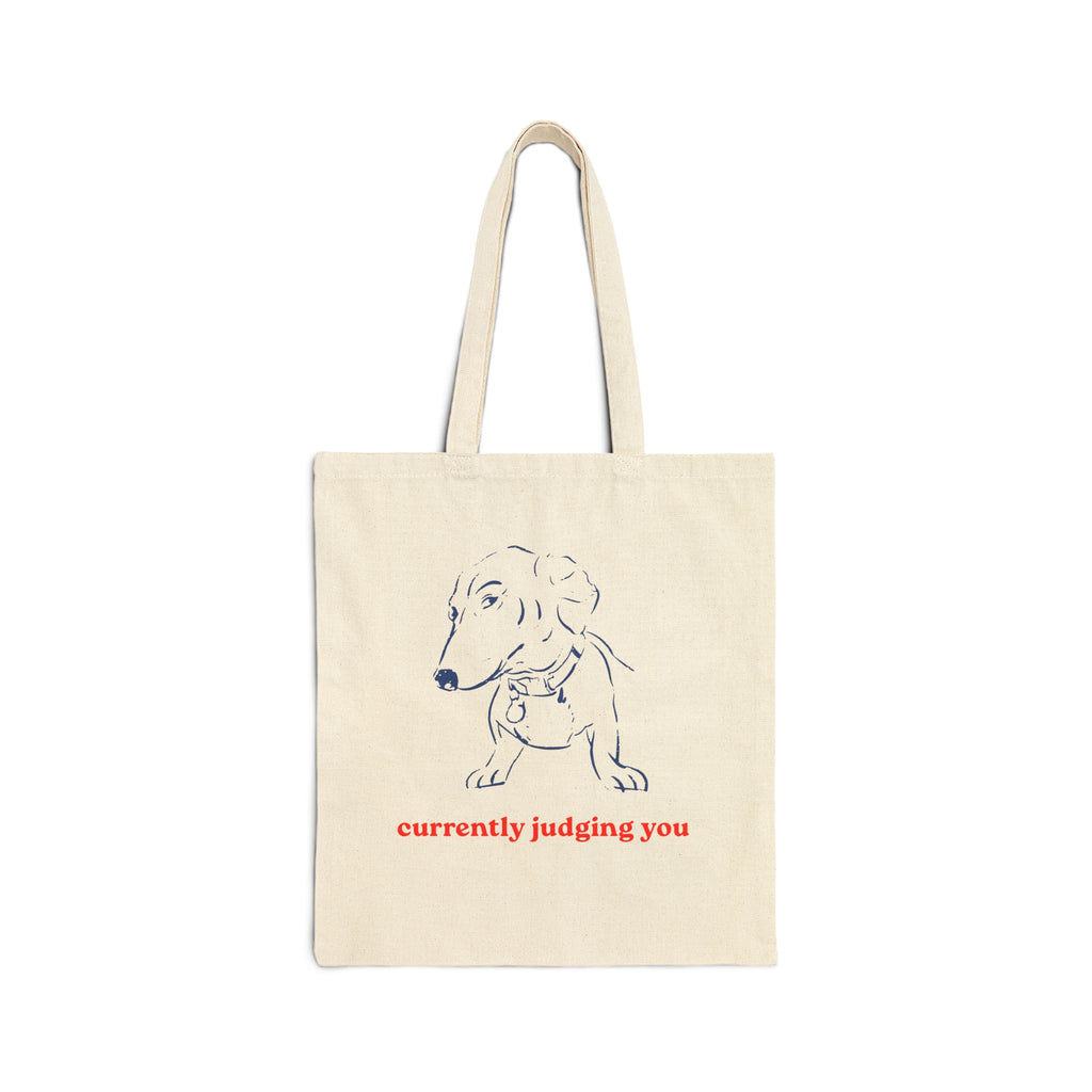 Tote Bag — "Currently Judging You" Dachshund Canvas Tote