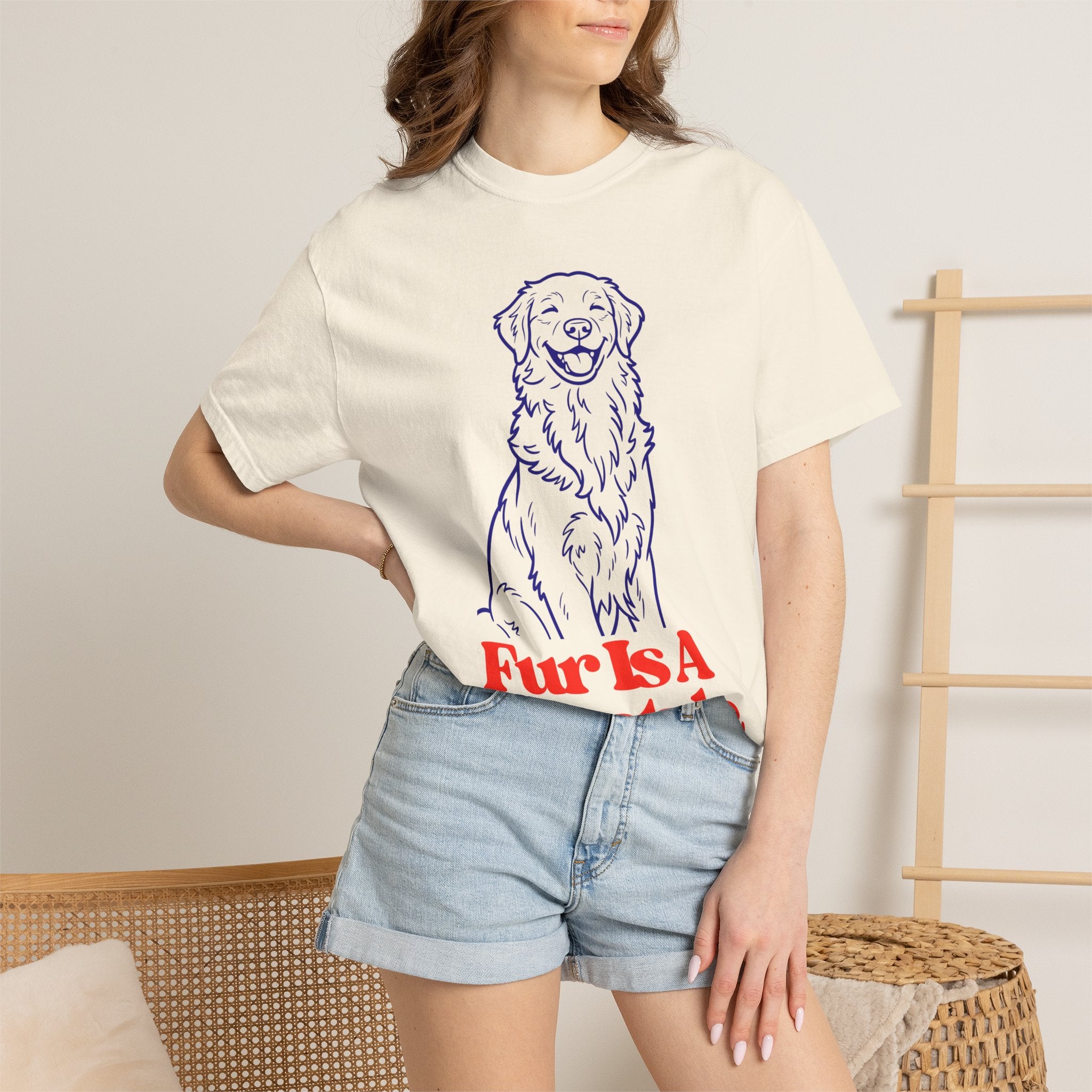 Fur Is A Lifestyle Dog Lover T-Shirt | Cute Golden Retriever Graphic Tee | Garment-Dyed Retro Pet Owner Shirt