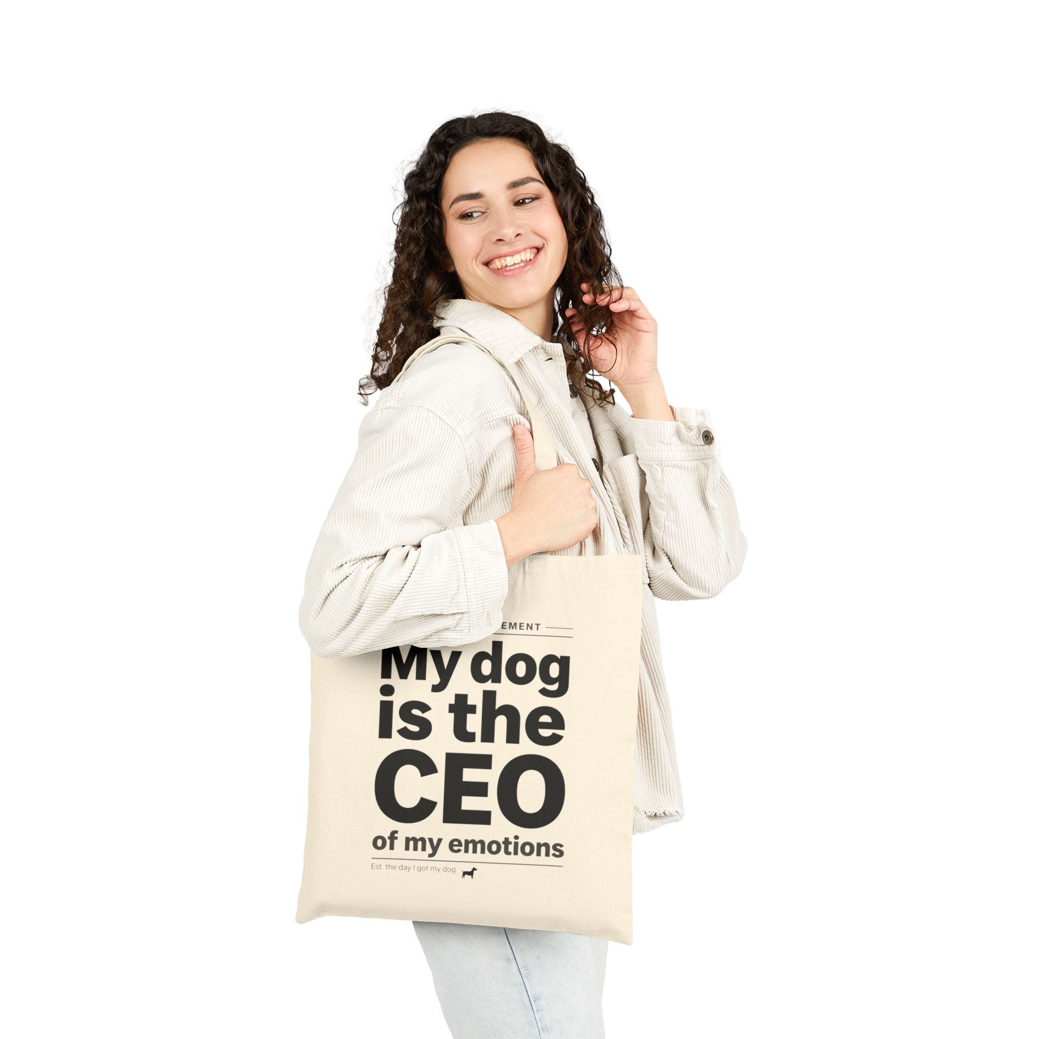 Cotton Tote Bag — “My Dog Is the CEO of My Emotions” Funny Dog Lover Grocery Tote