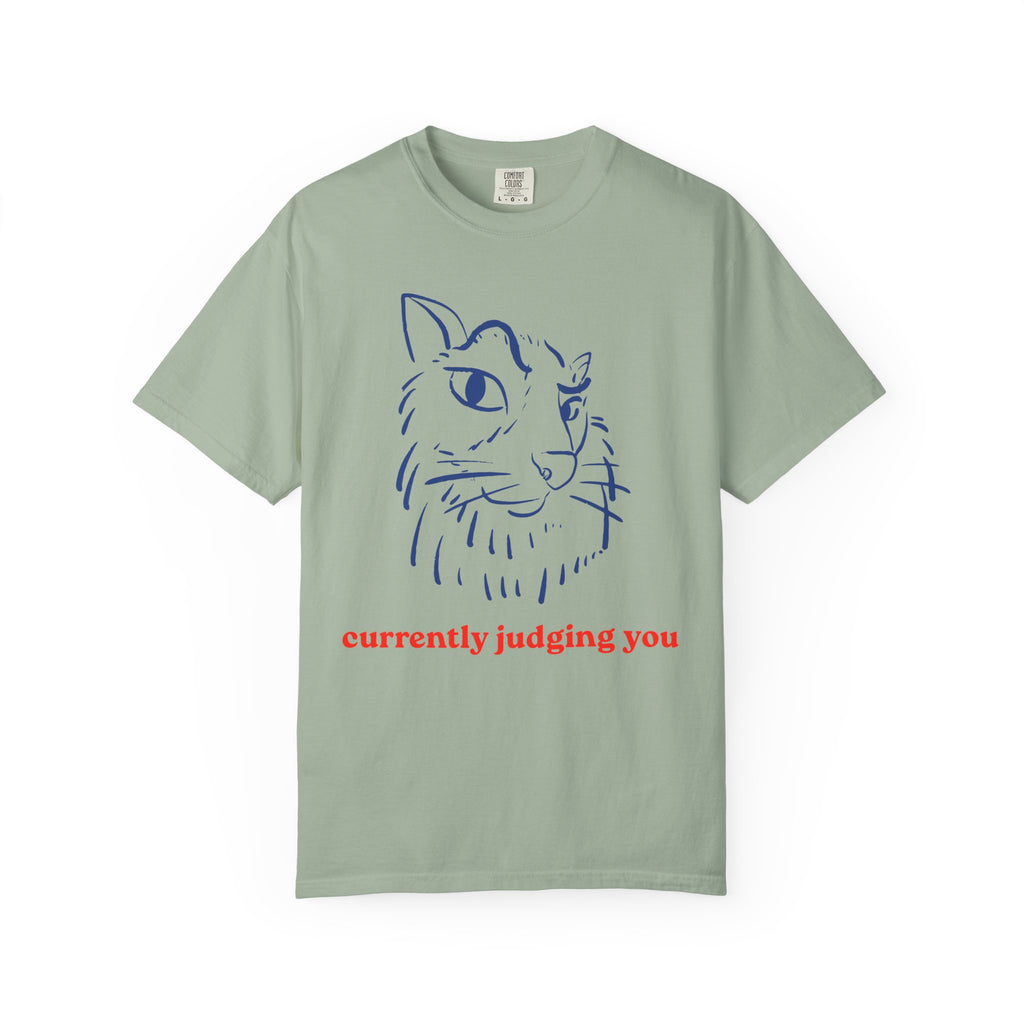 Cat Sketch Tee — "currently judging you" Graphic T-Shirt