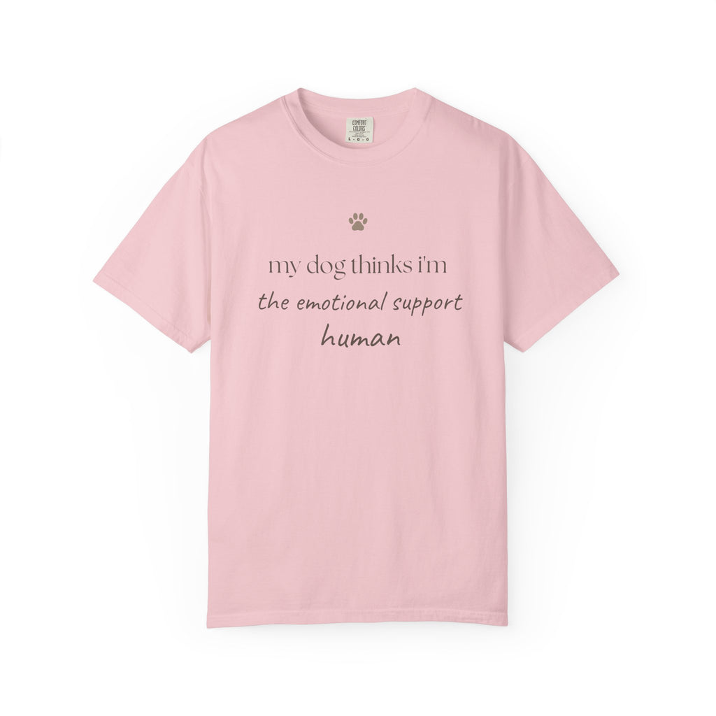 Dog Lover T-Shirt — "My Dog Thinks I'm the Emotional Support Human" Crew Tee