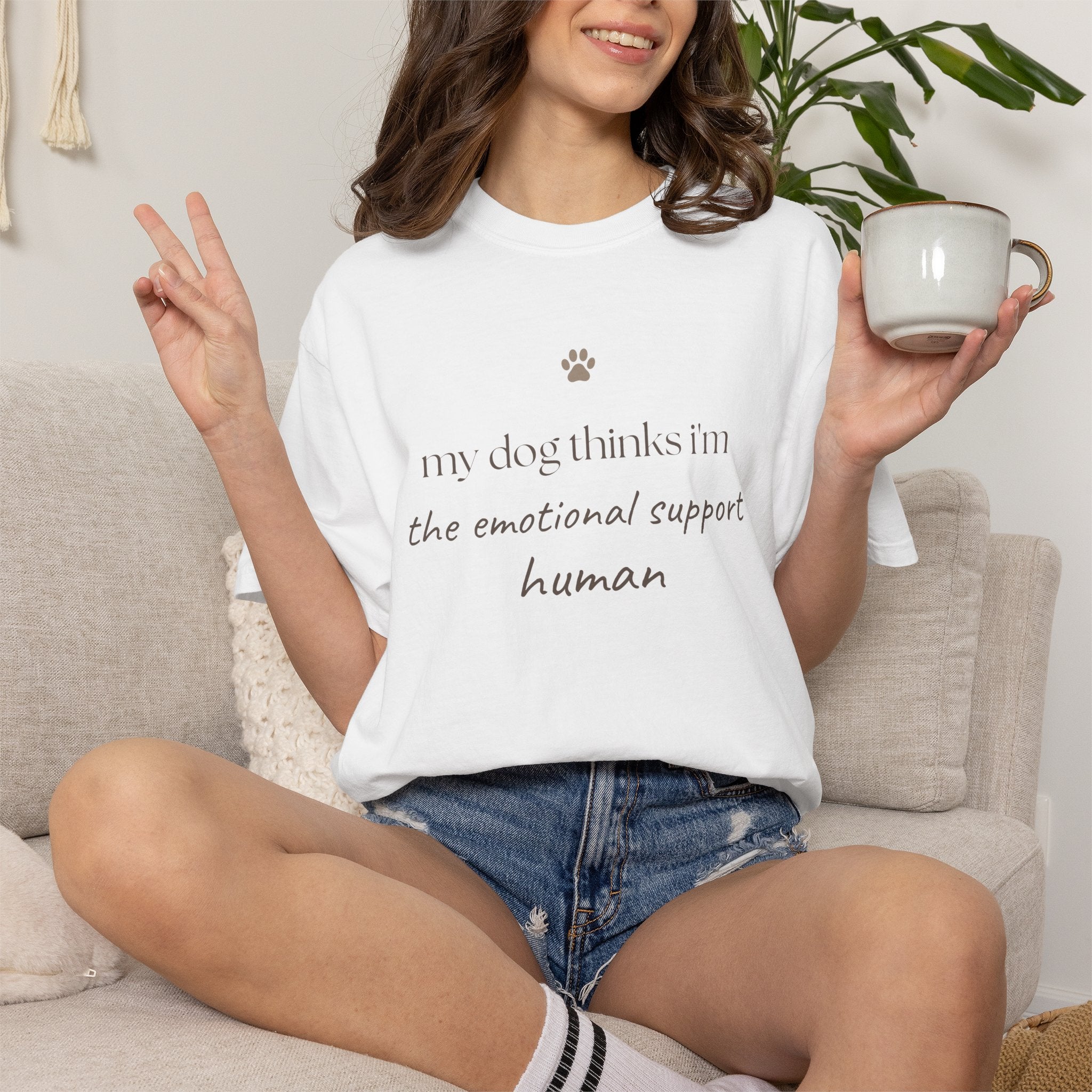 Dog Lover T-Shirt — "My Dog Thinks I'm the Emotional Support Human" Crew Tee