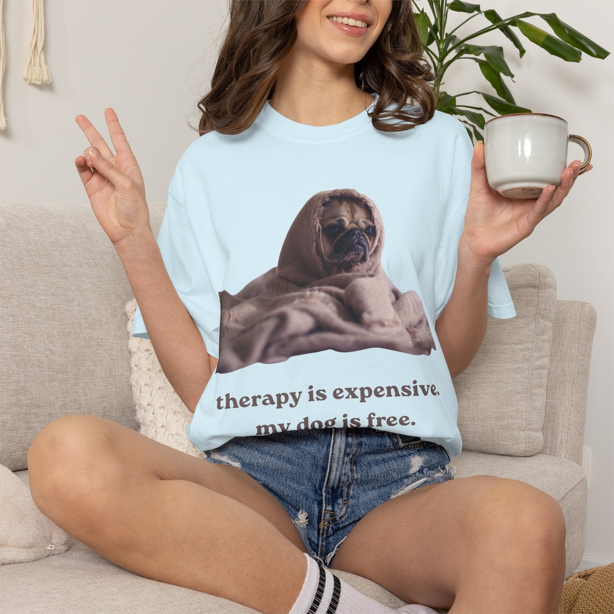 Therapy Is Expensive My Dog Is Free T-Shirt — Funny Dog Lover Tee