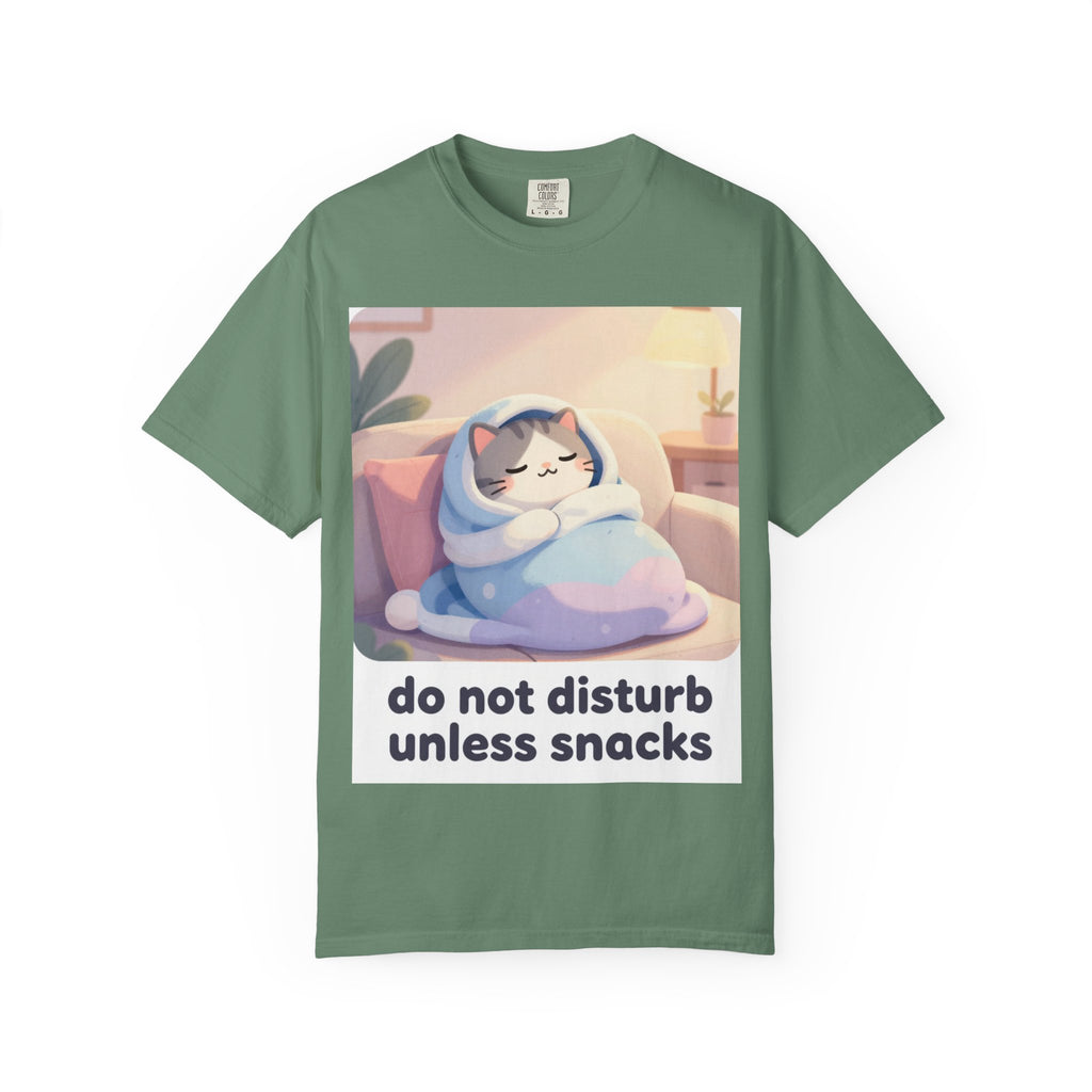 Do Not Disturb Unless Snacks T-Shirt — Cozy Cat Graphic Tee