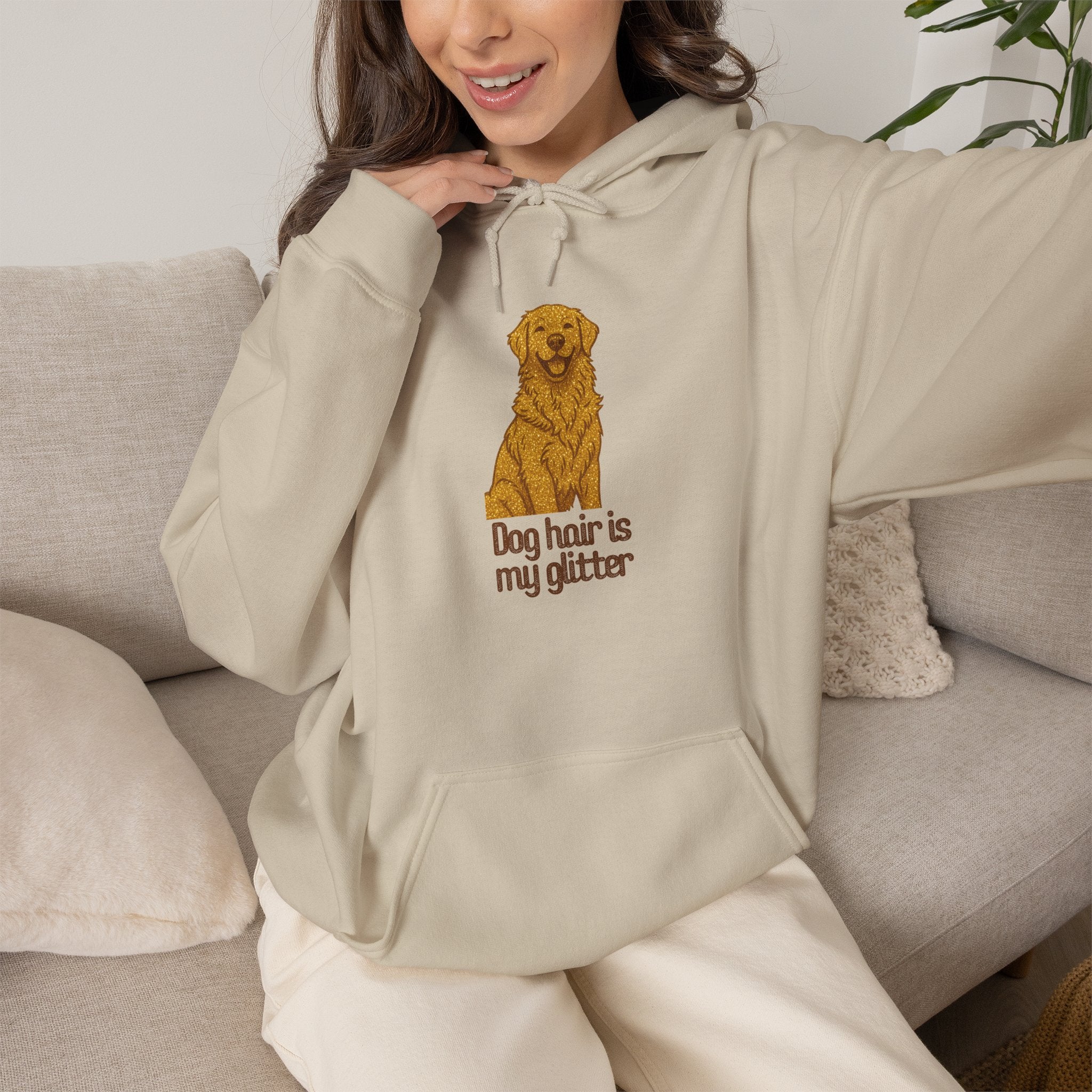 Golden Retriever Hoodie - "Dog Hair Is My Glitter" Cute Dog Lover Pullover