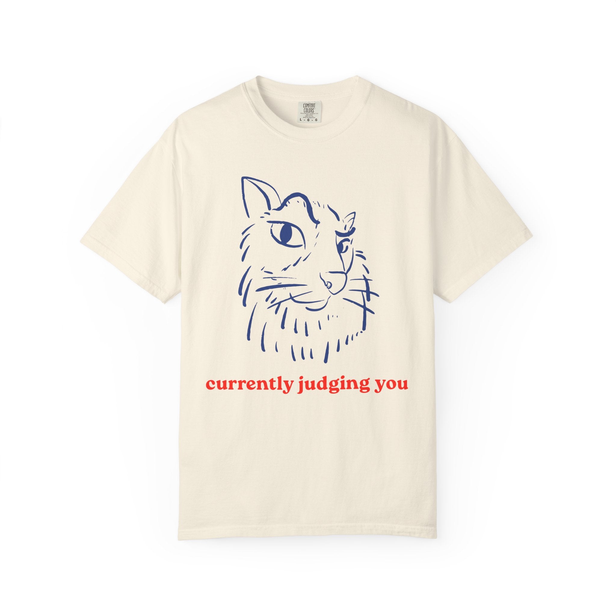 Cat Sketch Tee — "currently judging you" Graphic T-Shirt
