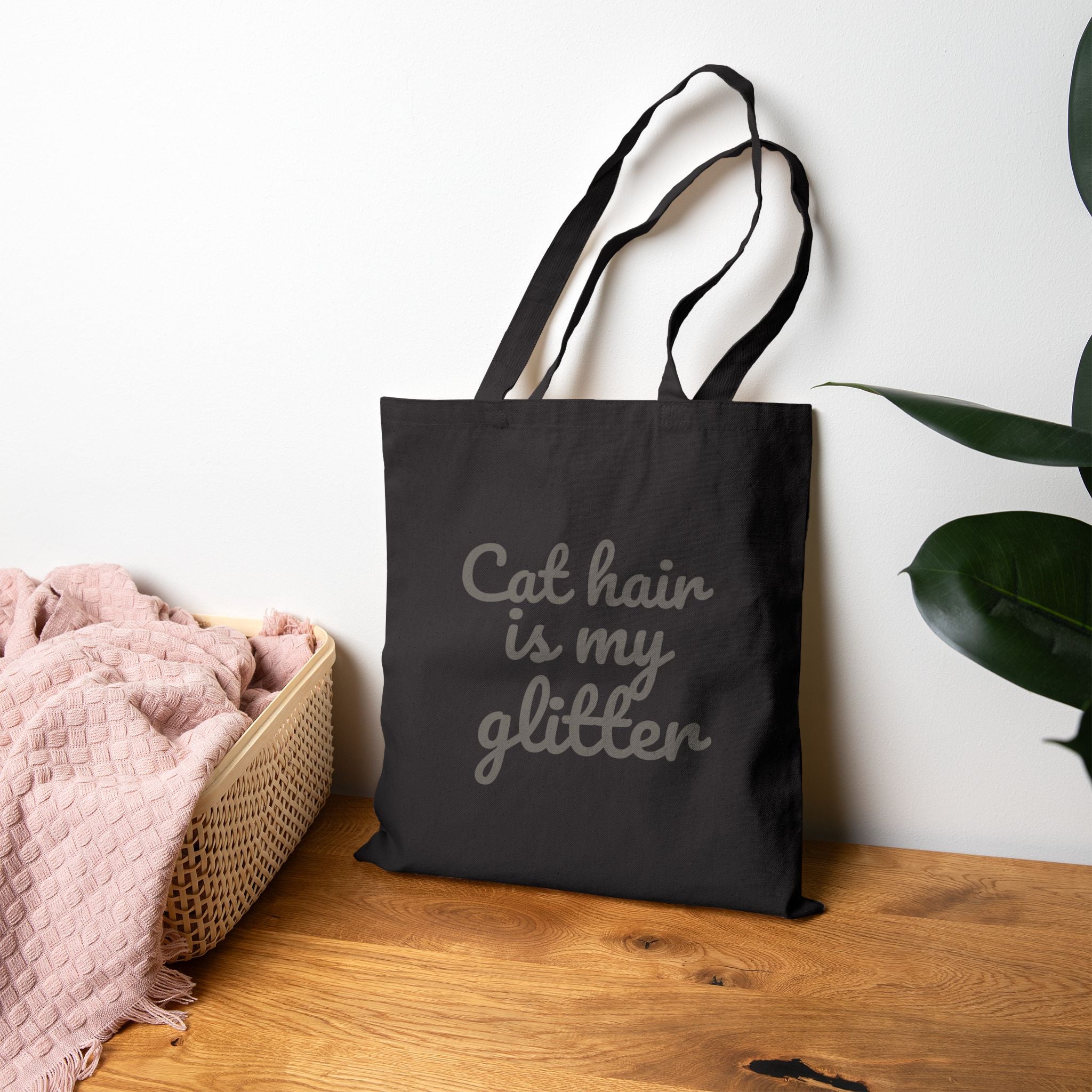 Tote Bag — "Cat Hair Is My Glitter" Canvas Grocery & Cat Lover Tote