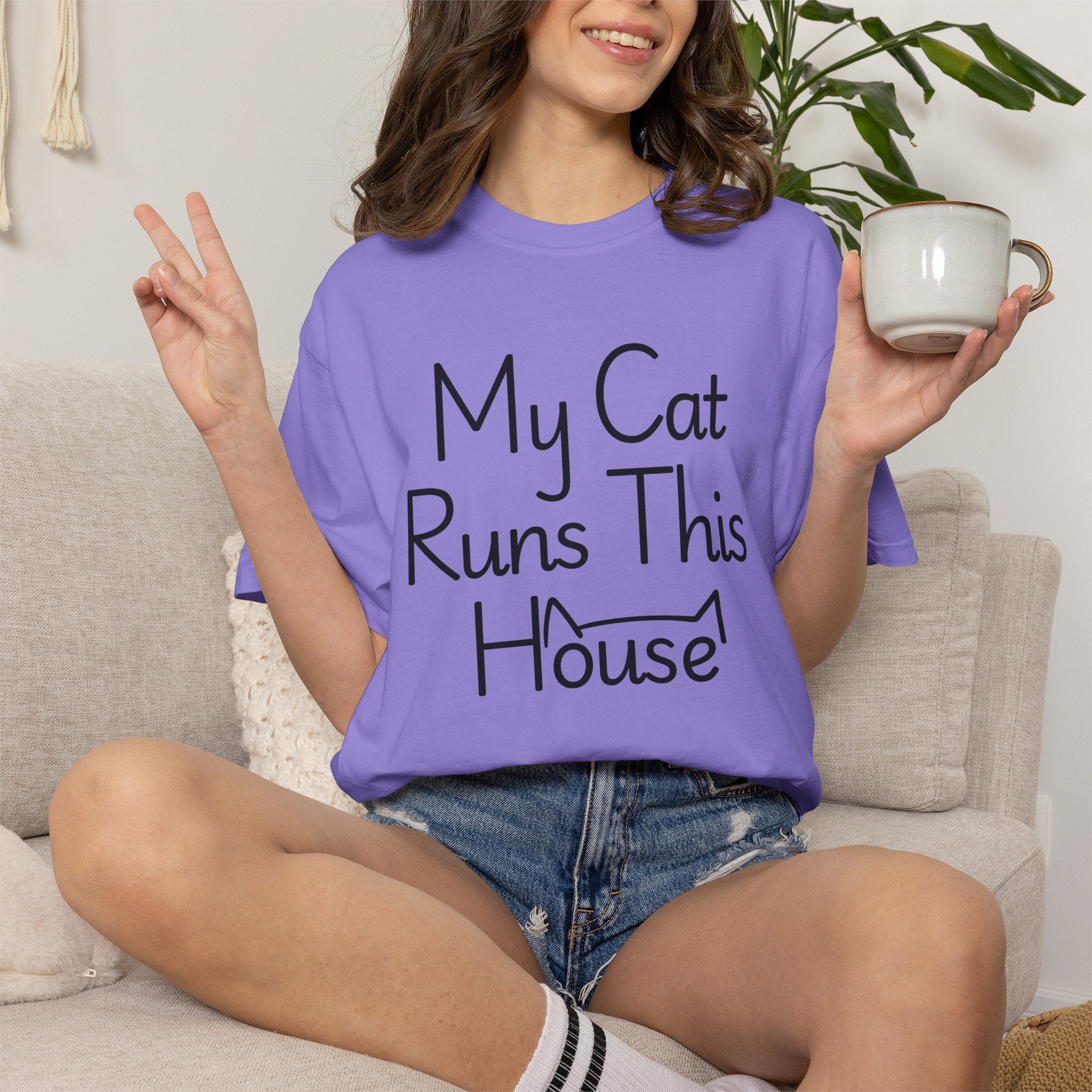 My Cat Runs This House T-Shirt — Funny Cat Lover Tee