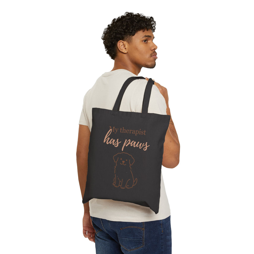 Tote Bag — "My Therapist Has Paws" Canvas Dog Lover Tote