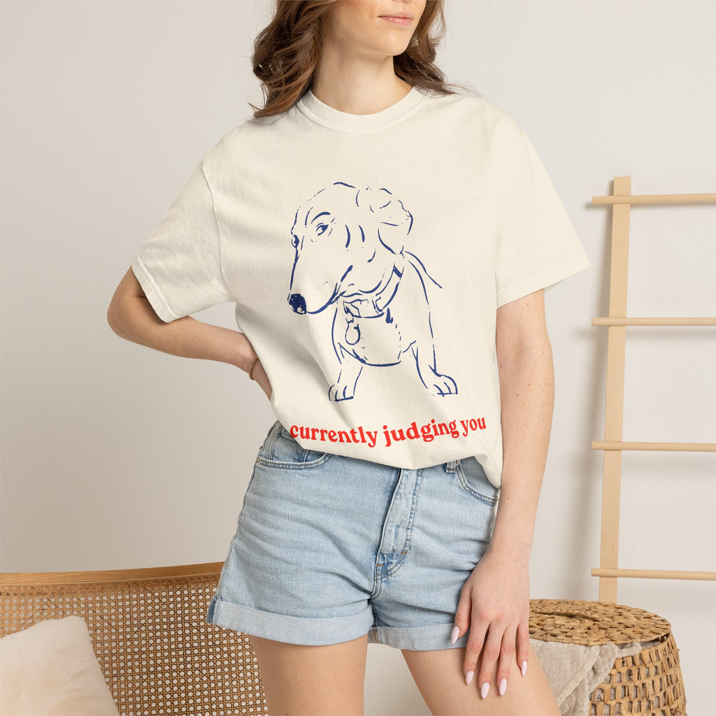 Judging Dachshund Tee — "currently judging you" Dog Lover T-Shirt