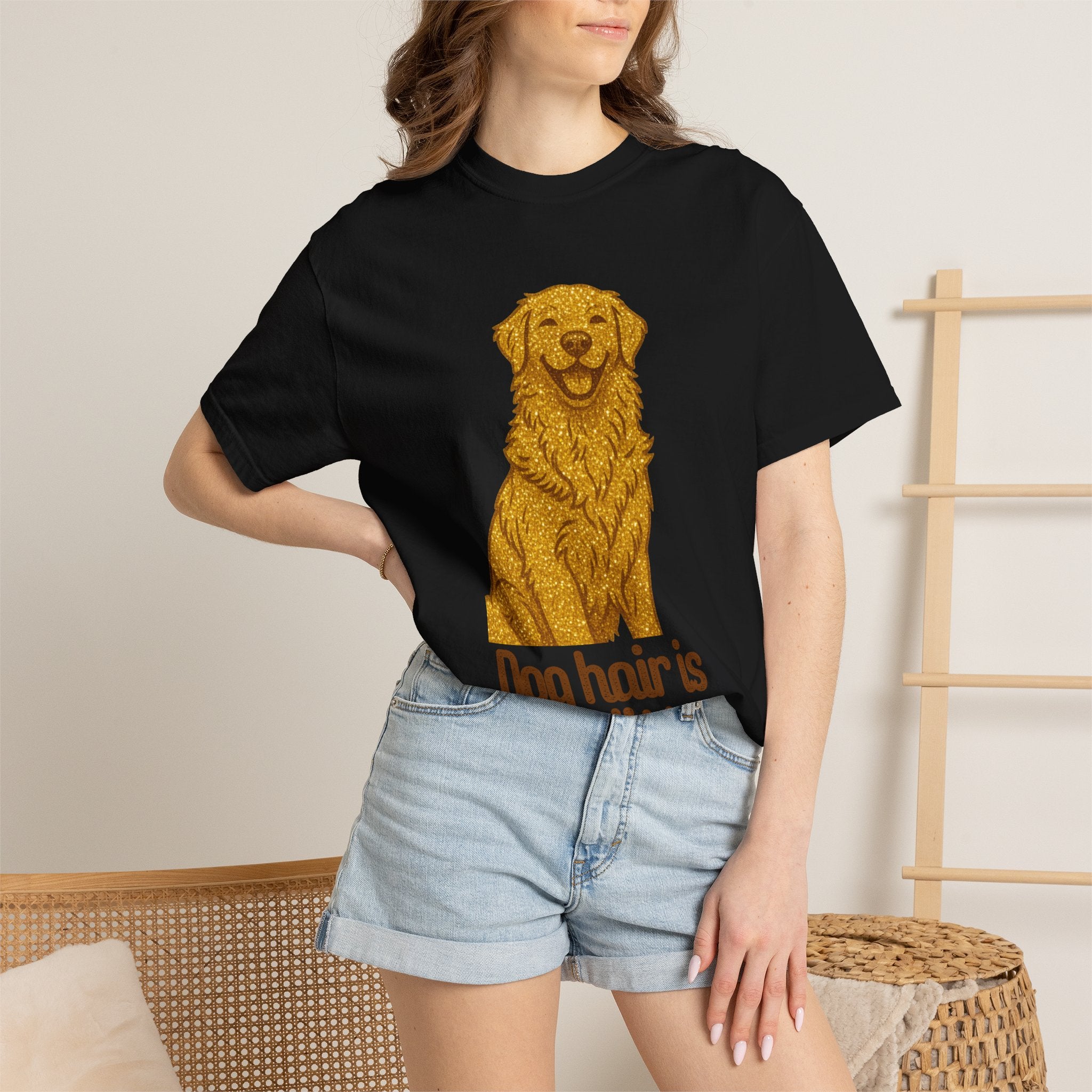 Dog Hair Is My Glitter T-Shirt | Funny Golden Retriever Dog Lover Tee | Cozy Retro Pet Owner Shirt