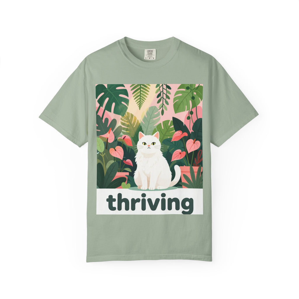 Thriving Cat Tee — Floral Plant Graphic T-Shirt