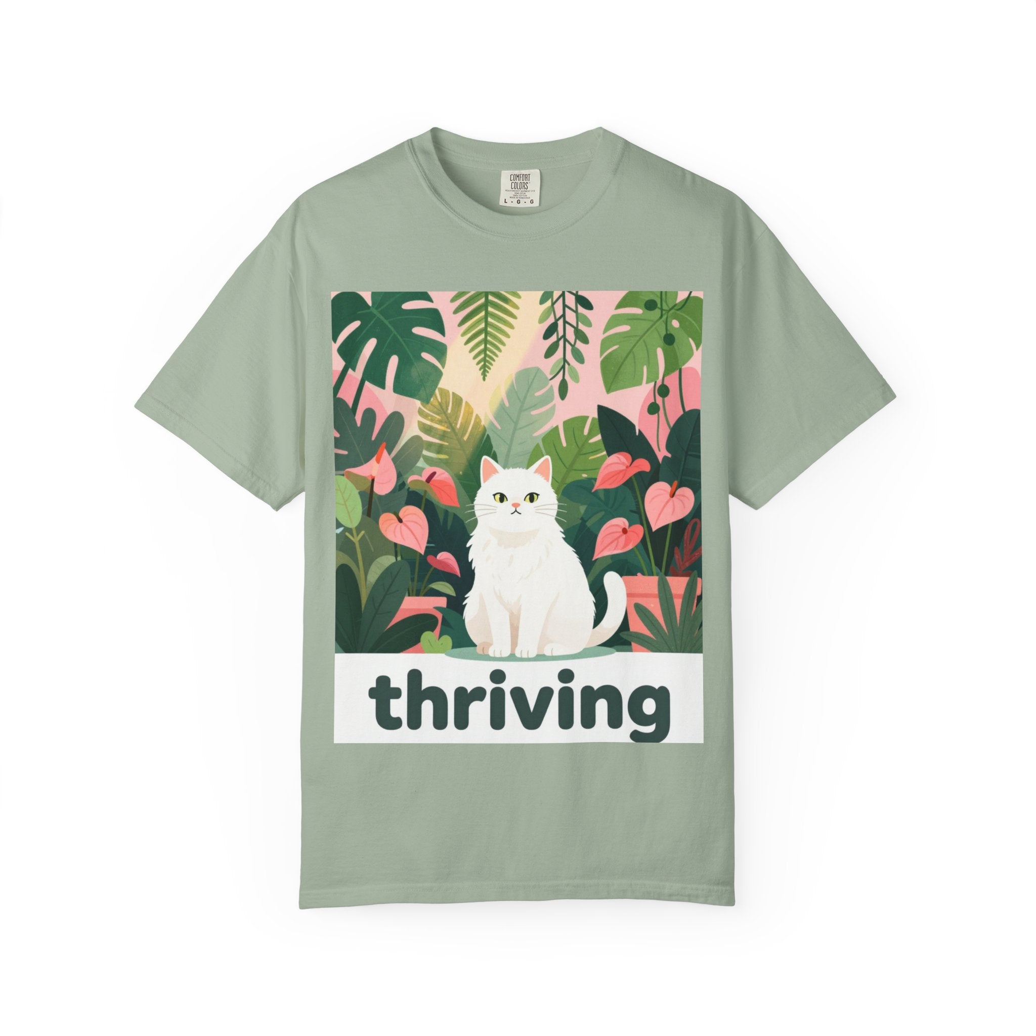 Thriving Cat Tee — Floral Plant Graphic T-Shirt