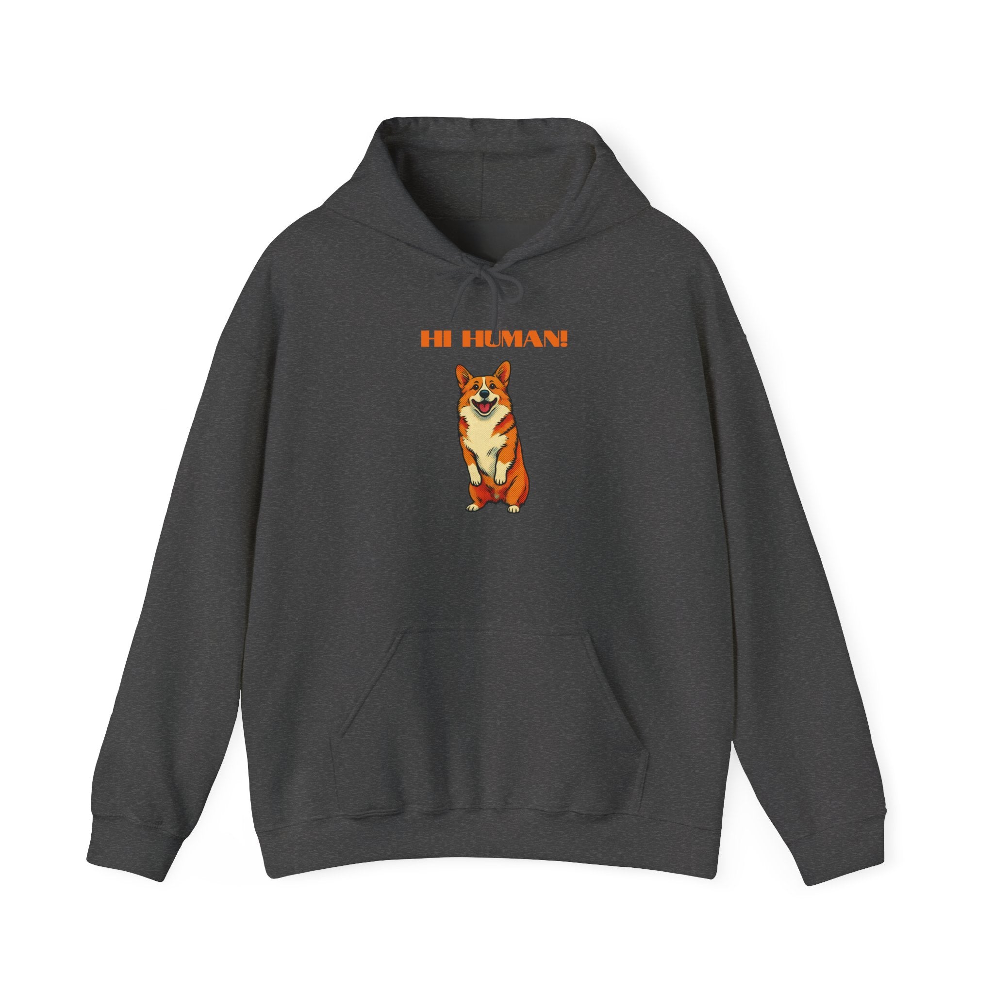 Corgi 'Hi Human!' Hoodie — Cute Dog Graphic Pullover