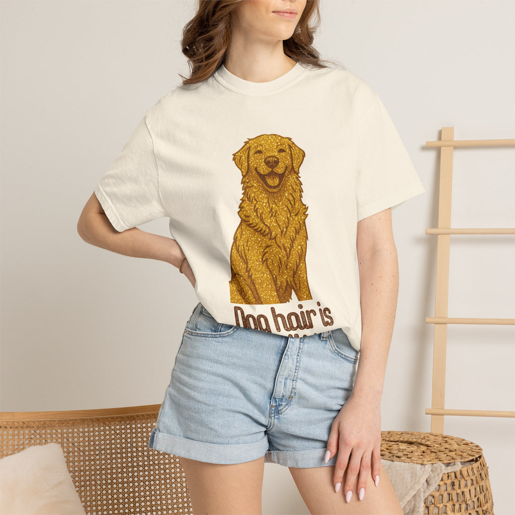 Dog Hair Is My Glitter T-Shirt | Funny Golden Retriever Dog Lover Tee | Cozy Retro Pet Owner Shirt