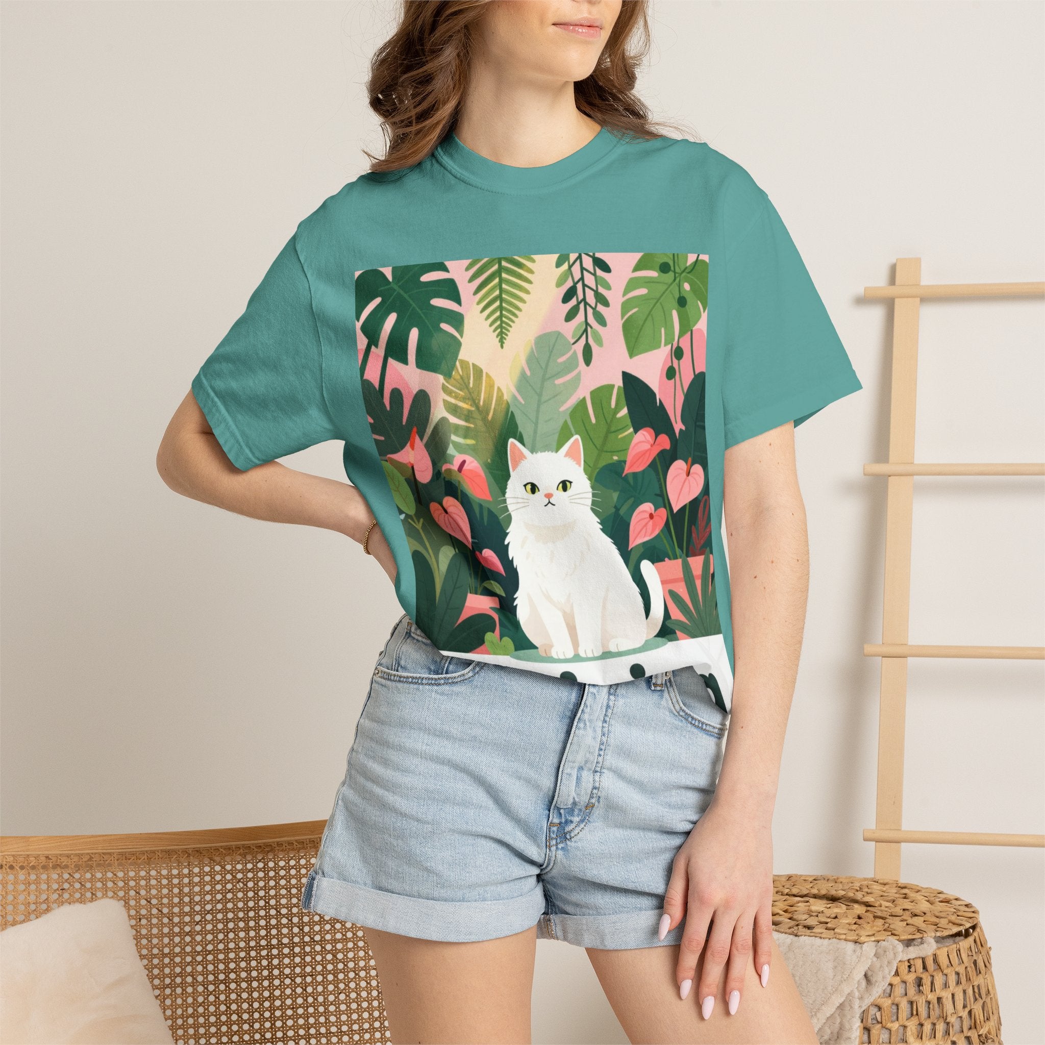 Thriving Cat Tee — Floral Plant Graphic T-Shirt