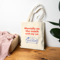 Cotton Tote Bag - "Mentally on the Couch with My Cat" Cute Cat Lover Canvas Tote