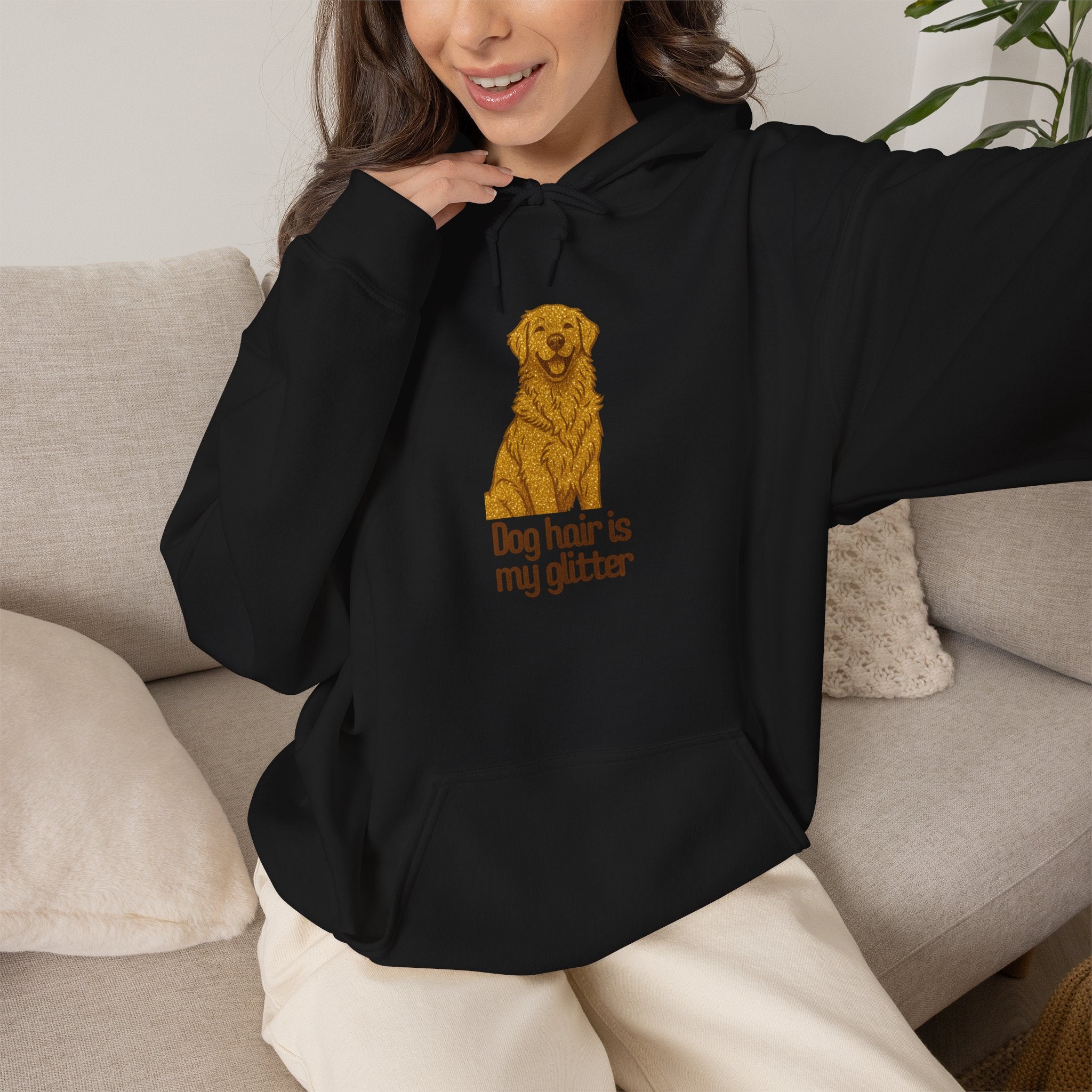Golden Retriever Hoodie - "Dog Hair Is My Glitter" Cute Dog Lover Pullover