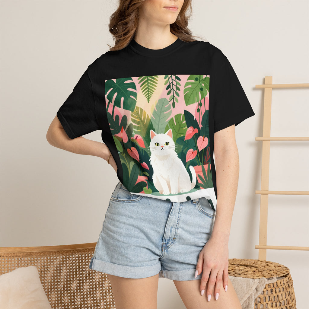 Thriving Cat Tee — Floral Plant Graphic T-Shirt