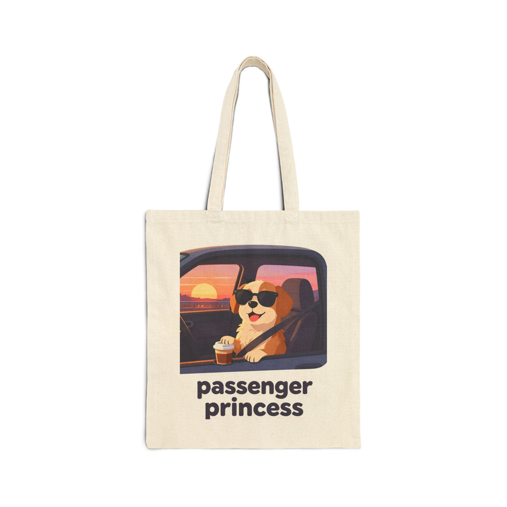 Tote Bag — "Passenger Princess" Cute Dog Travel Canvas Tote