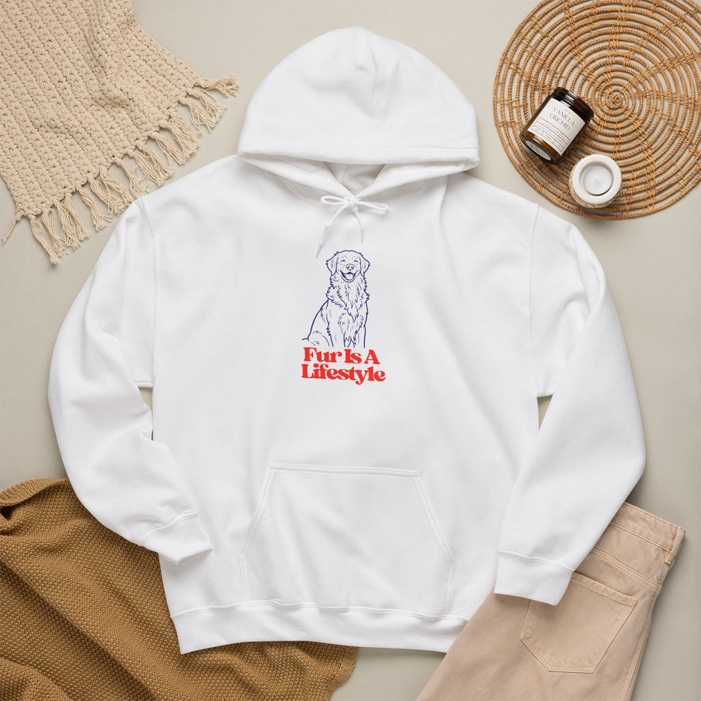 Fur Is A Lifestyle Dog Lover Hoodie | Cute Golden Retriever Graphic Pullover | Cozy Unisex Pet Owner Sweatshirt