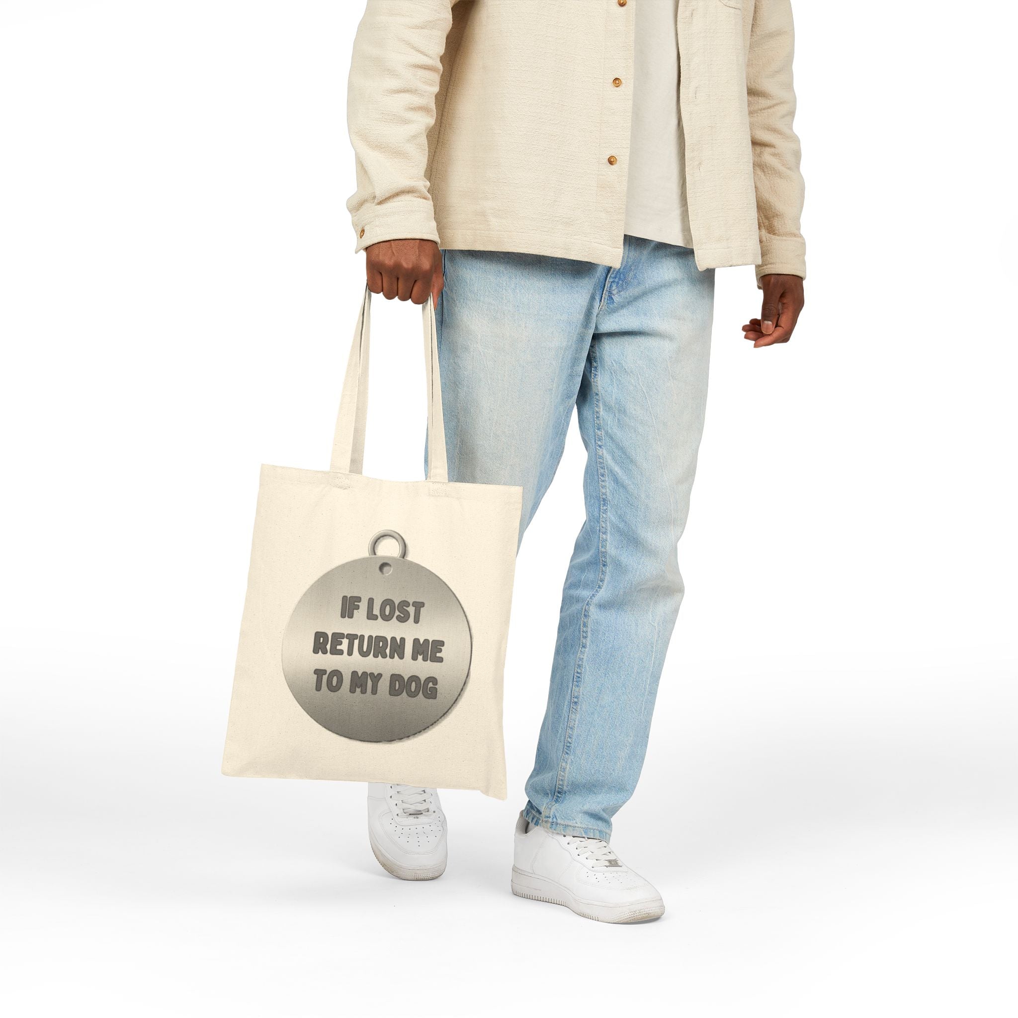 Tote Bag — “If Lost Return Me To My Dog” Cotton Canvas Market Tote