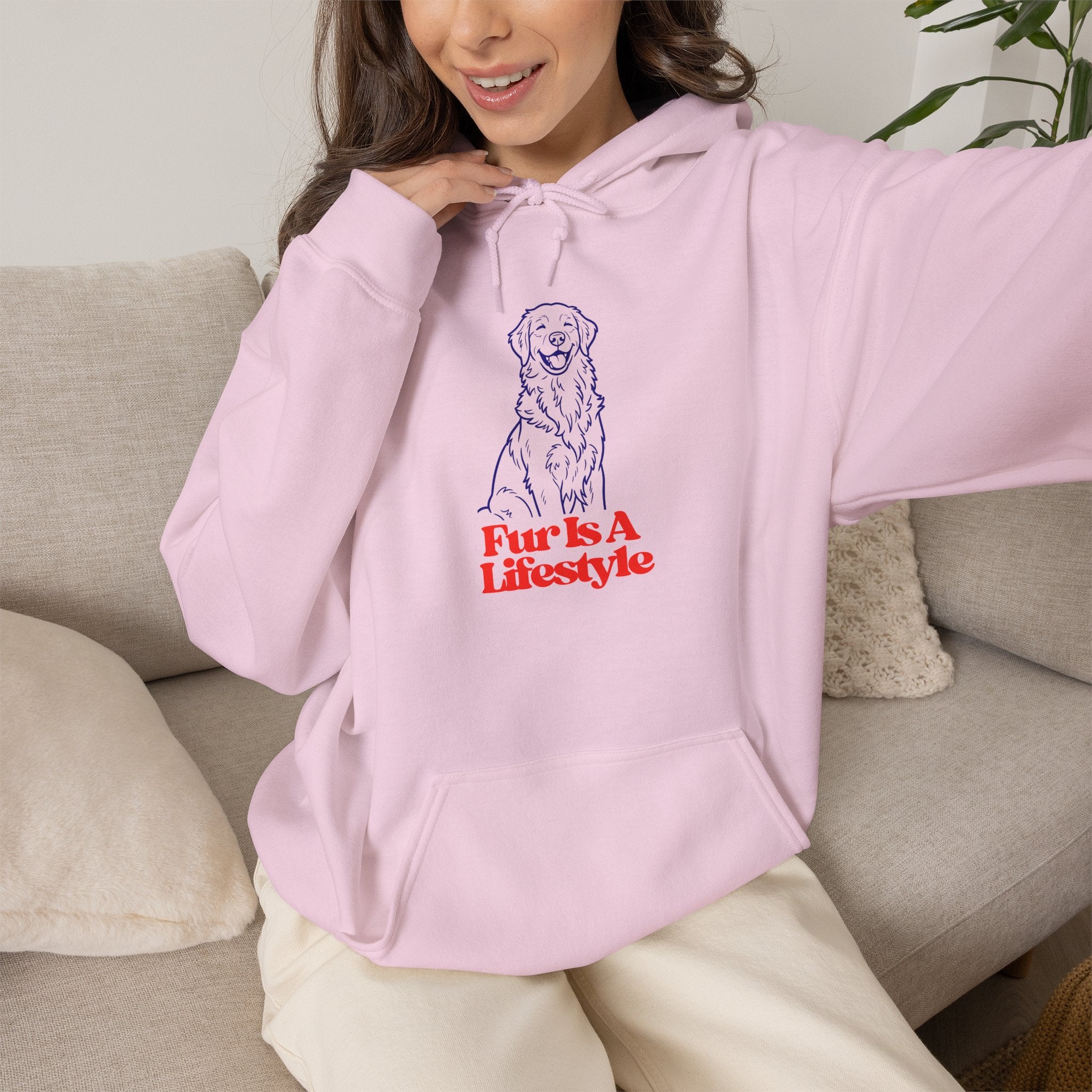 Fur Is A Lifestyle Dog Lover Hoodie | Cute Golden Retriever Graphic Pullover | Cozy Unisex Pet Owner Sweatshirt