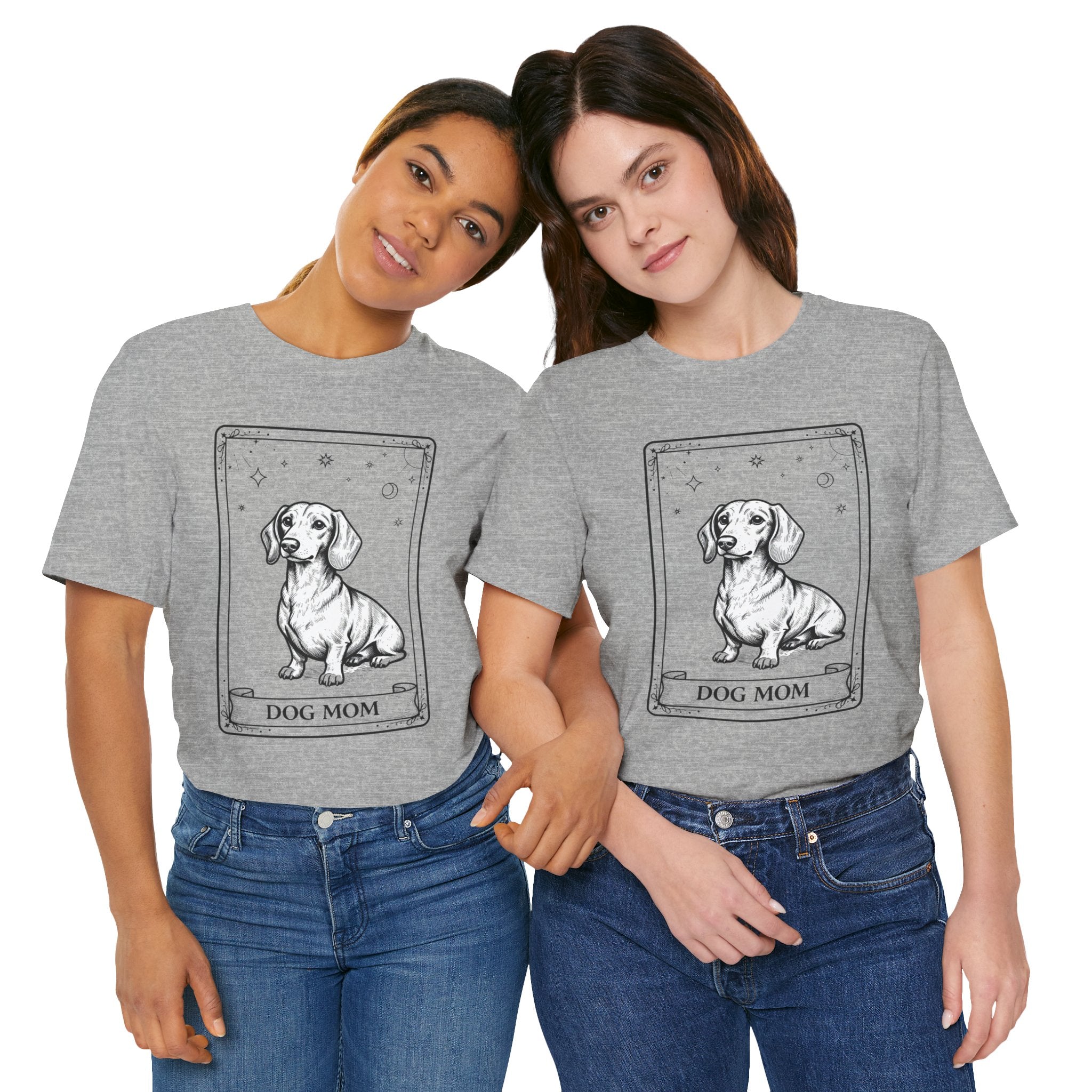 Dog Mom T-Shirt | Dog Mom T-Shirt Vintage Tarot Style Dachshund Graphic Tee | Cute Unisex Dog Lover Shirt Gift Illustration Tee