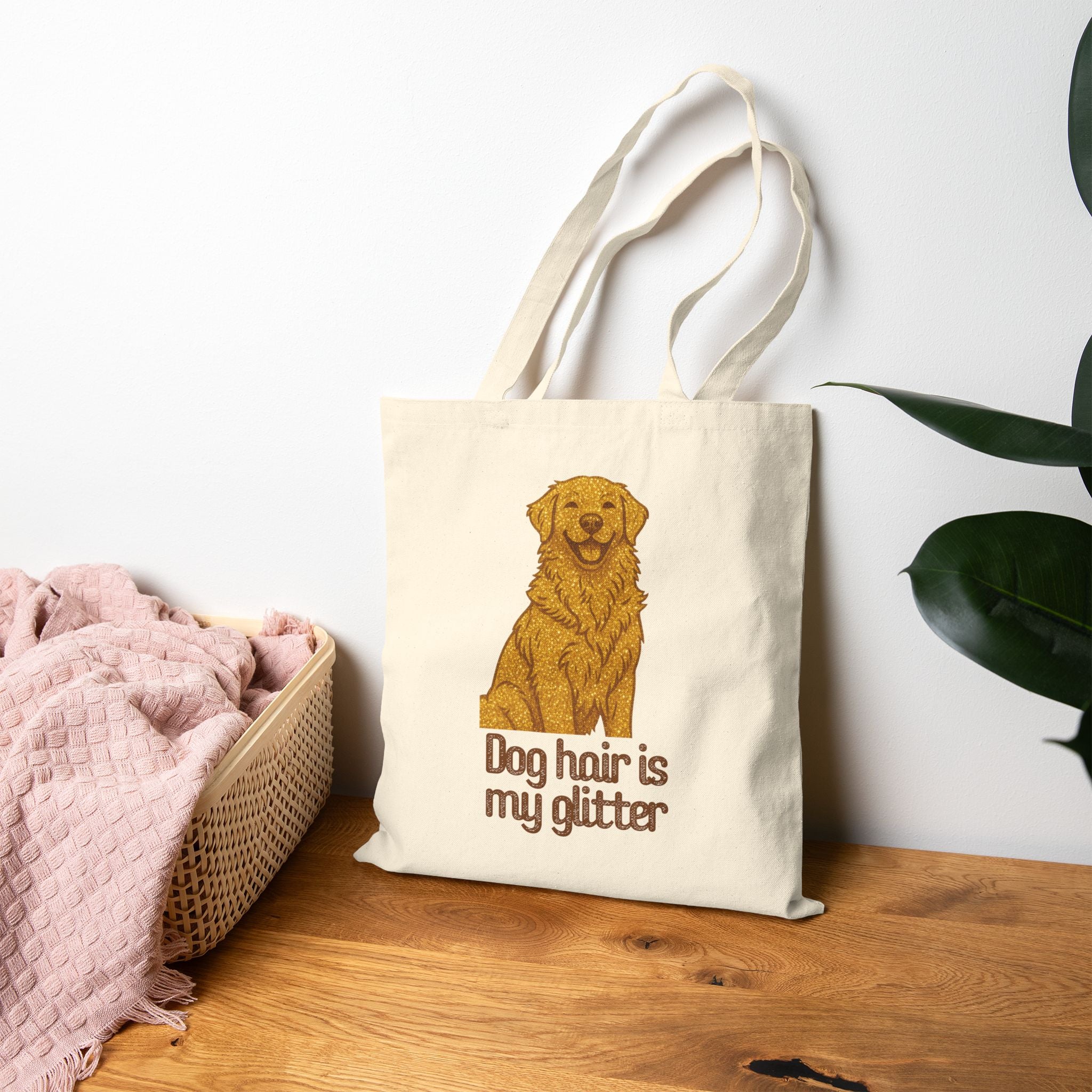 Tote Bag — "Dog Hair Is My Glitter" Golden Retriever Canvas Tote